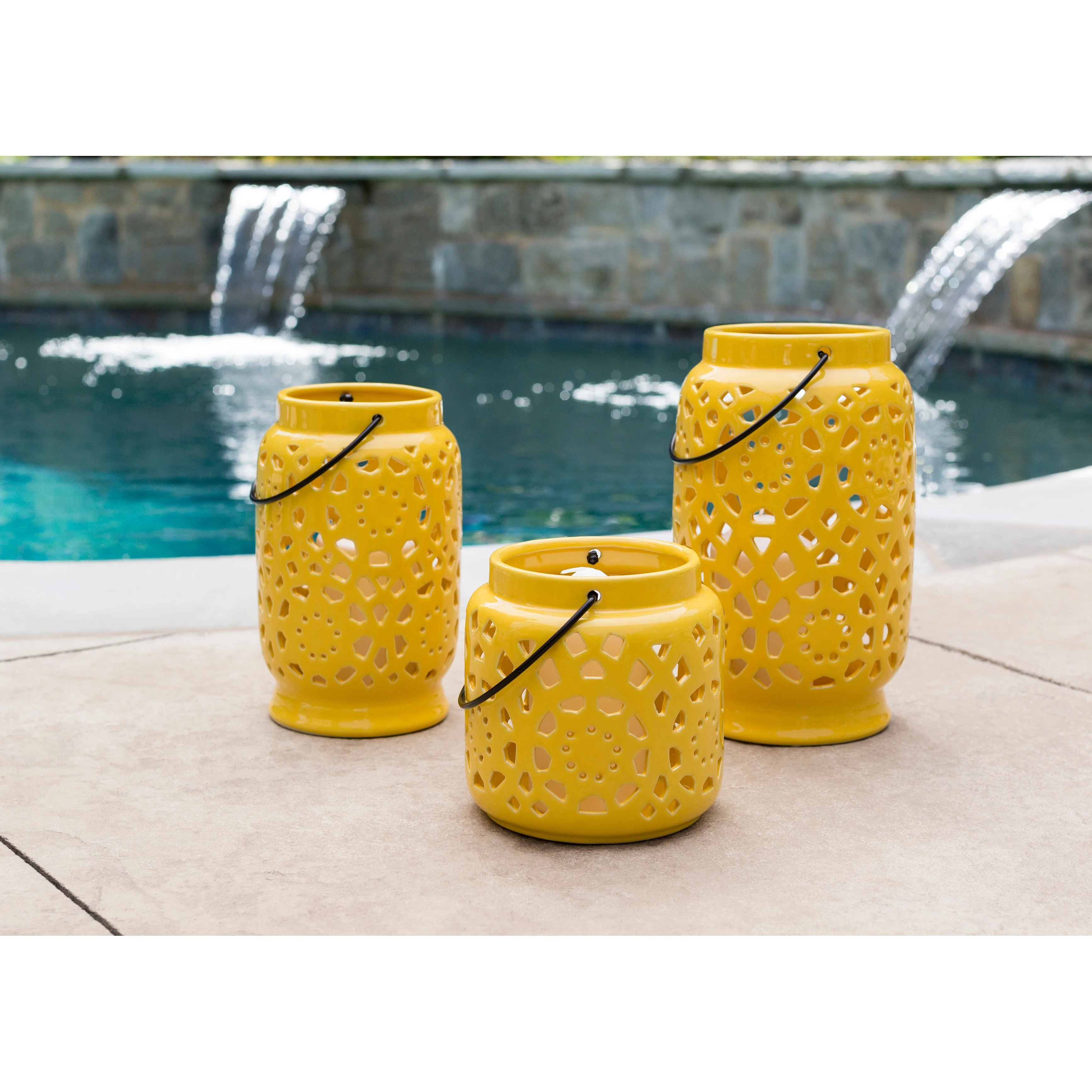 Livabliss Pamela Ceramic Medium Size Decorative Lantern