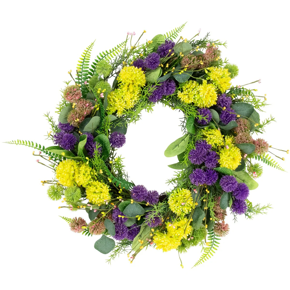 Mixed Foliage and Thistle Spring Wreath - 22