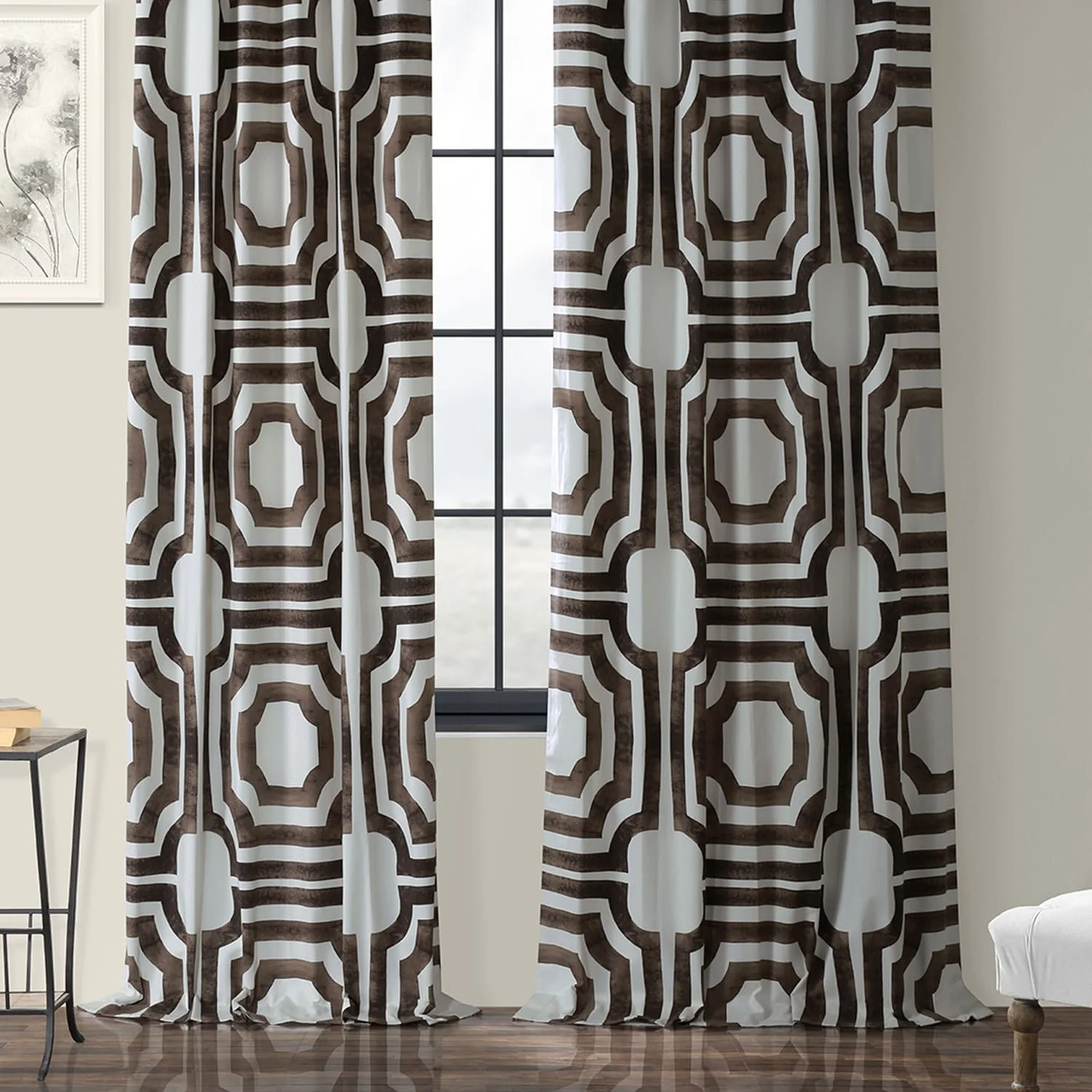 Exclusive Fabrics Modern Geometric Room Darkening Cotton Window Curtains (1 Panel)