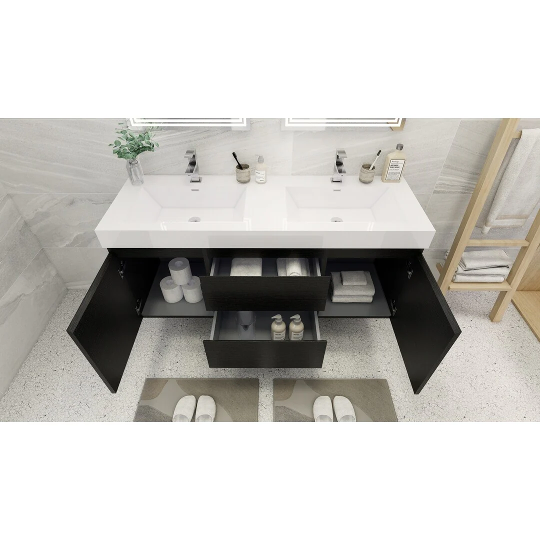 Baillie 60'' Wall-Mounted Vanity with Double Reinforced Acrylic Sink