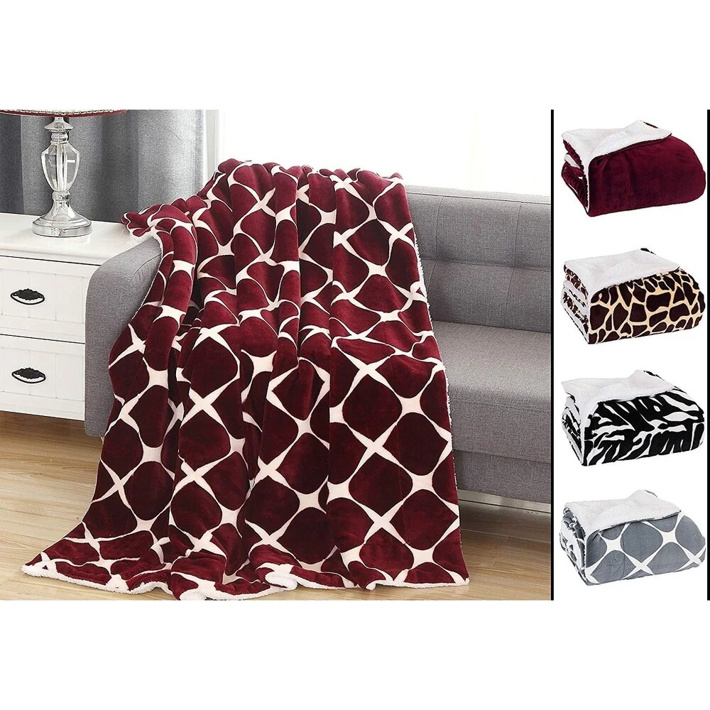 Elegant Comfort UltraPlush Micromink Sherpa-Backing Reversible Blanket