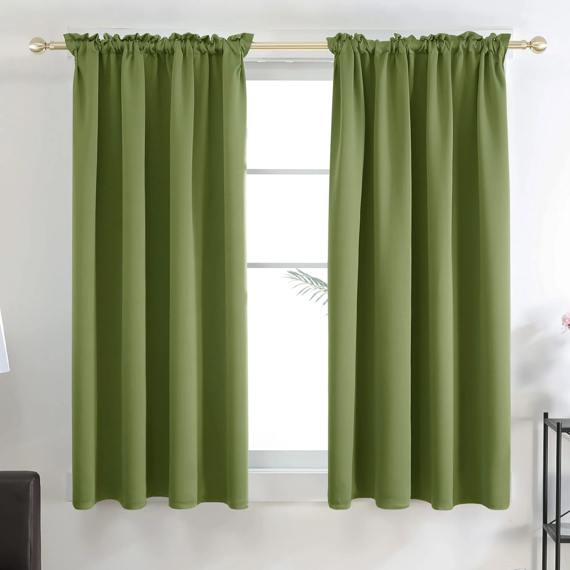 Deconovo Solid Rod Pocket Curtain Panel Pair (2 Panel)