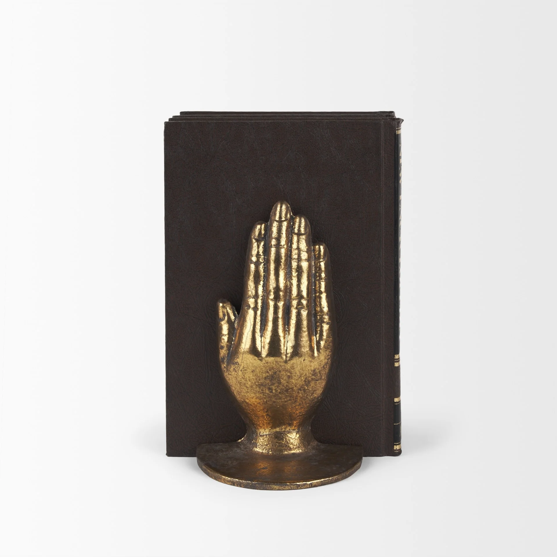 Praying Hands Gold Cast Iron Book Ends - 5.9L x 4.7W x 7.2H