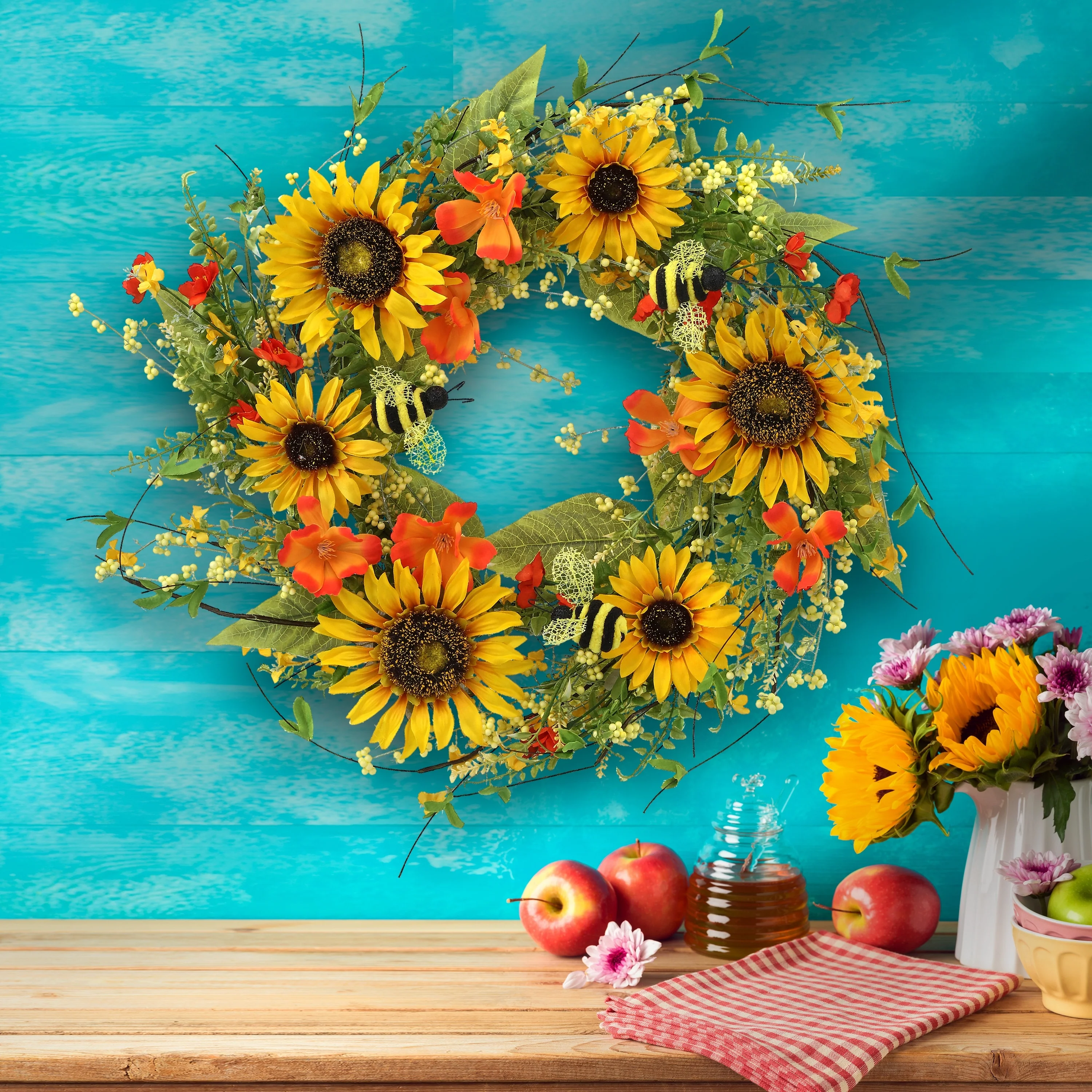 Sunflower & Honeybee Wreath 26