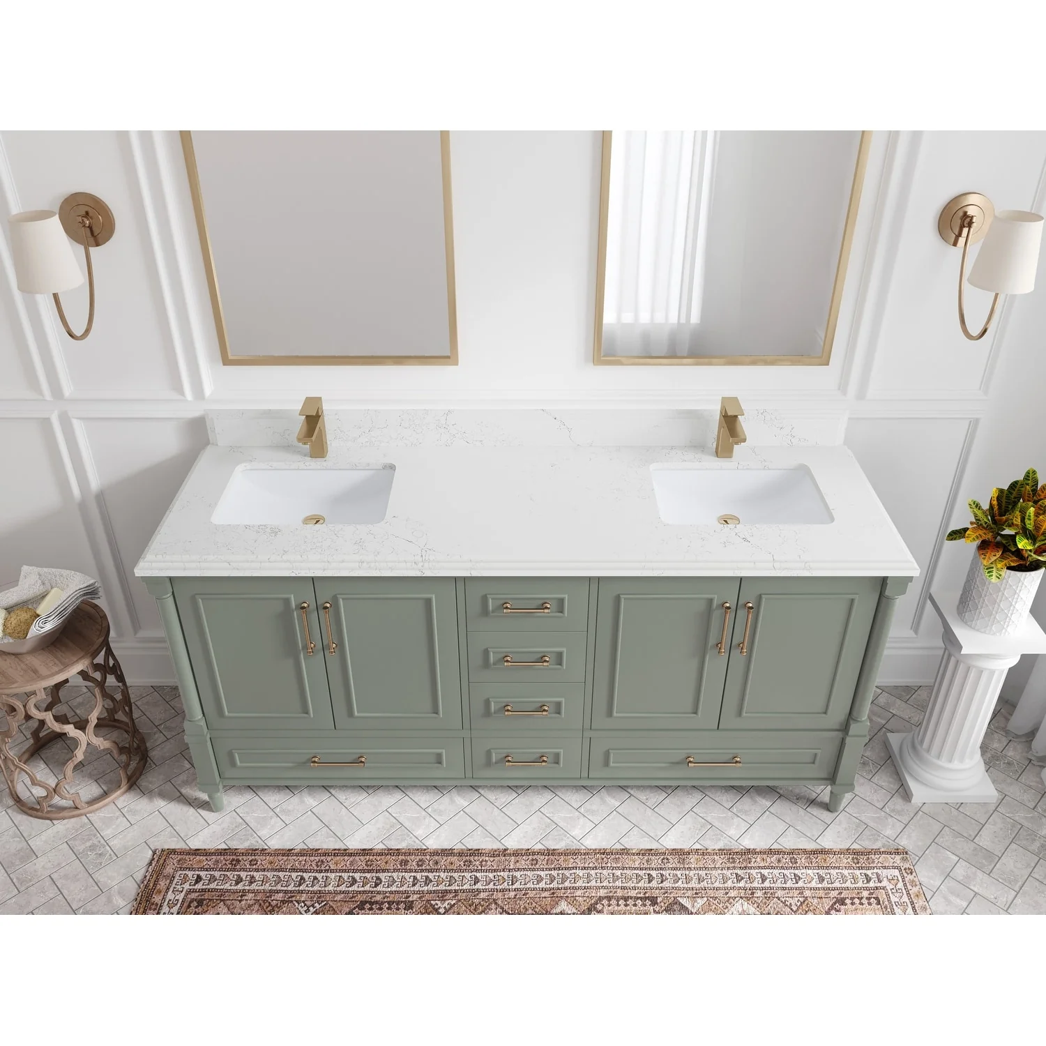Willow Collections 72 in. W x 22 in. D Aberdeen Double Sink Bathroom Vanity with Countertops