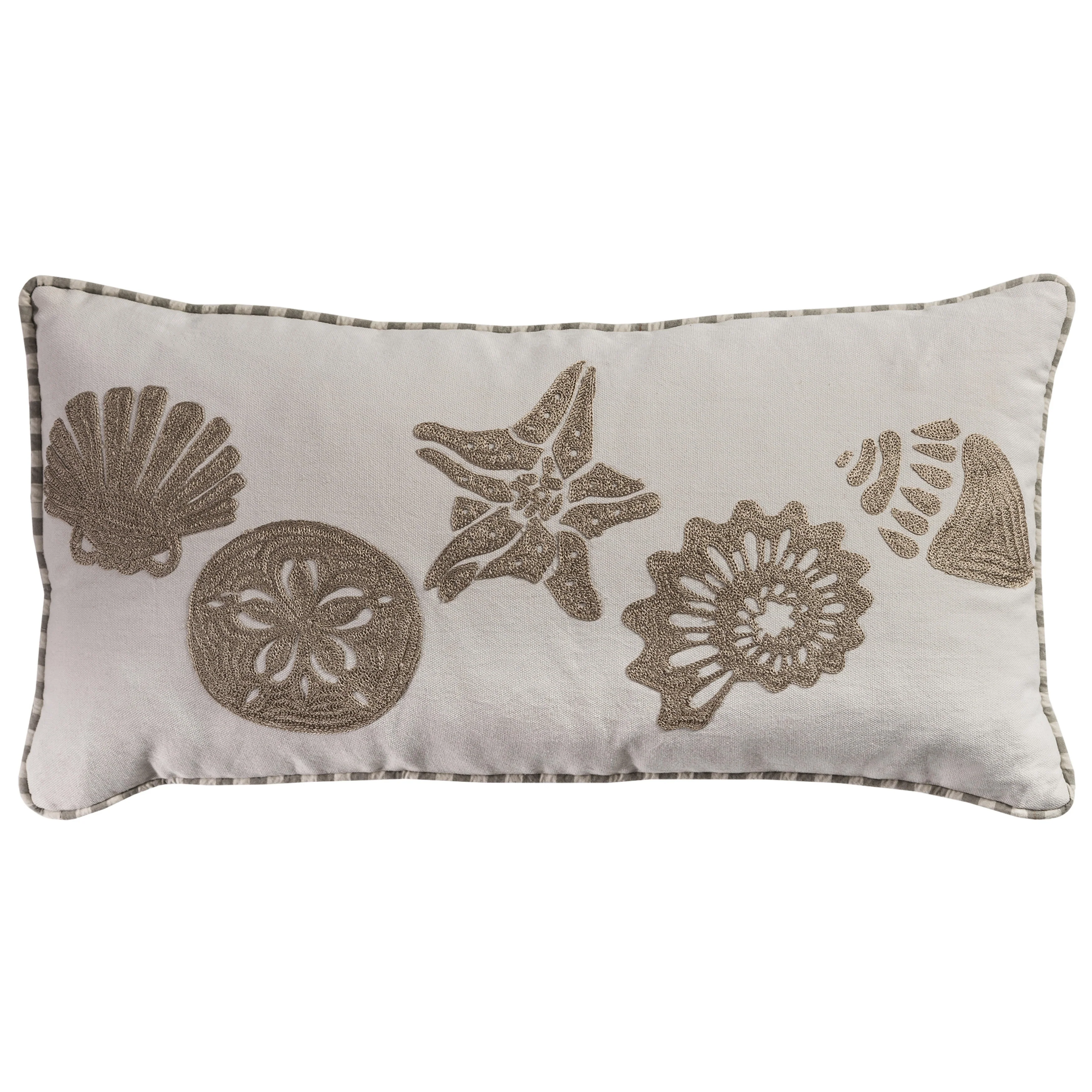 Rizzy Home Neutral Ivory and Tan Seashell Throw Pillow