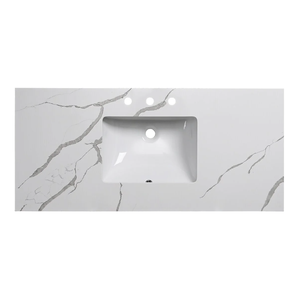Bathlet Calacatta Quartz 48-in Single Sink Bathroom Vanity Top with Side Splash