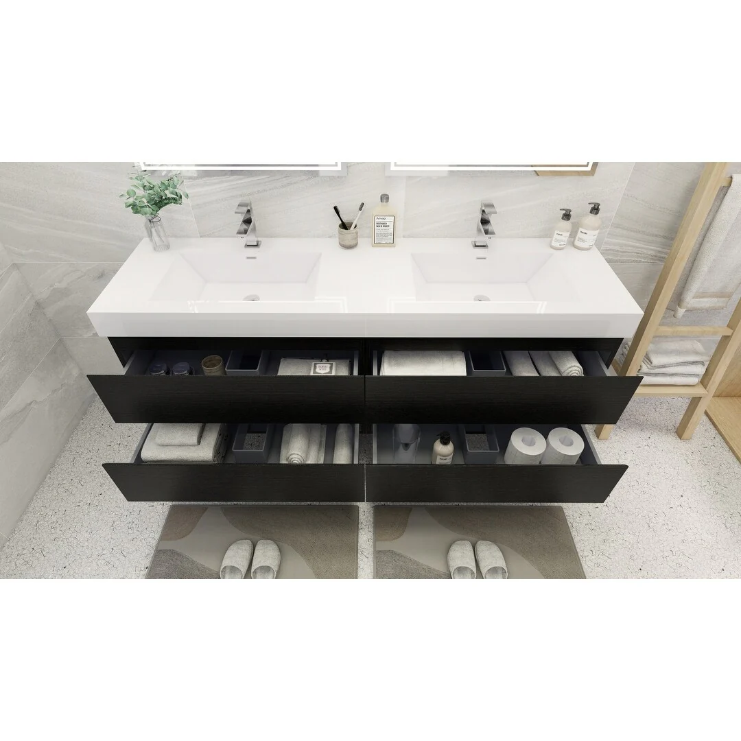 Baillie 72'' Wall-Mounted Vanity with Double Reinforced Acrylic Sink