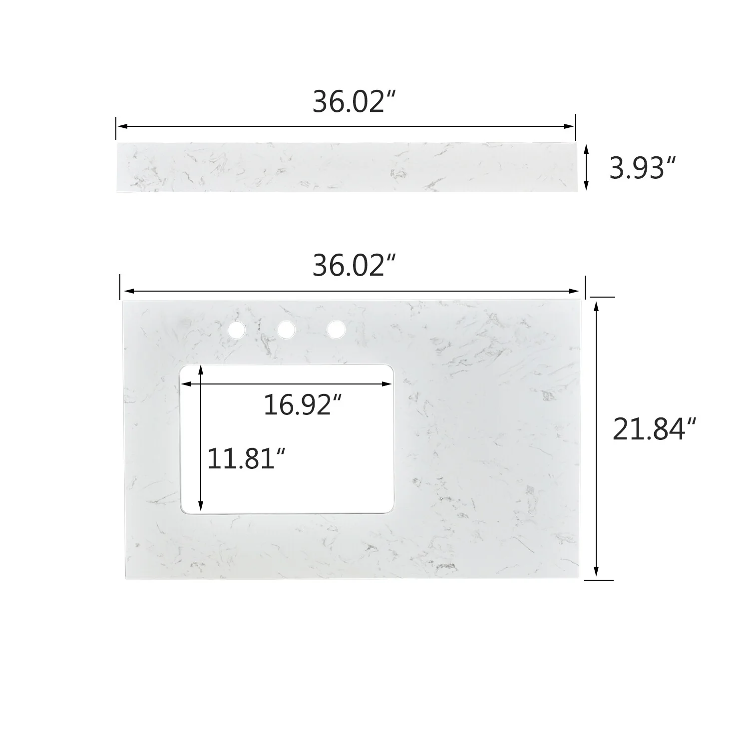 PROOX Bath Cultured Marble Vanity Top Undermount Rectangle Sink Backsplash Included
