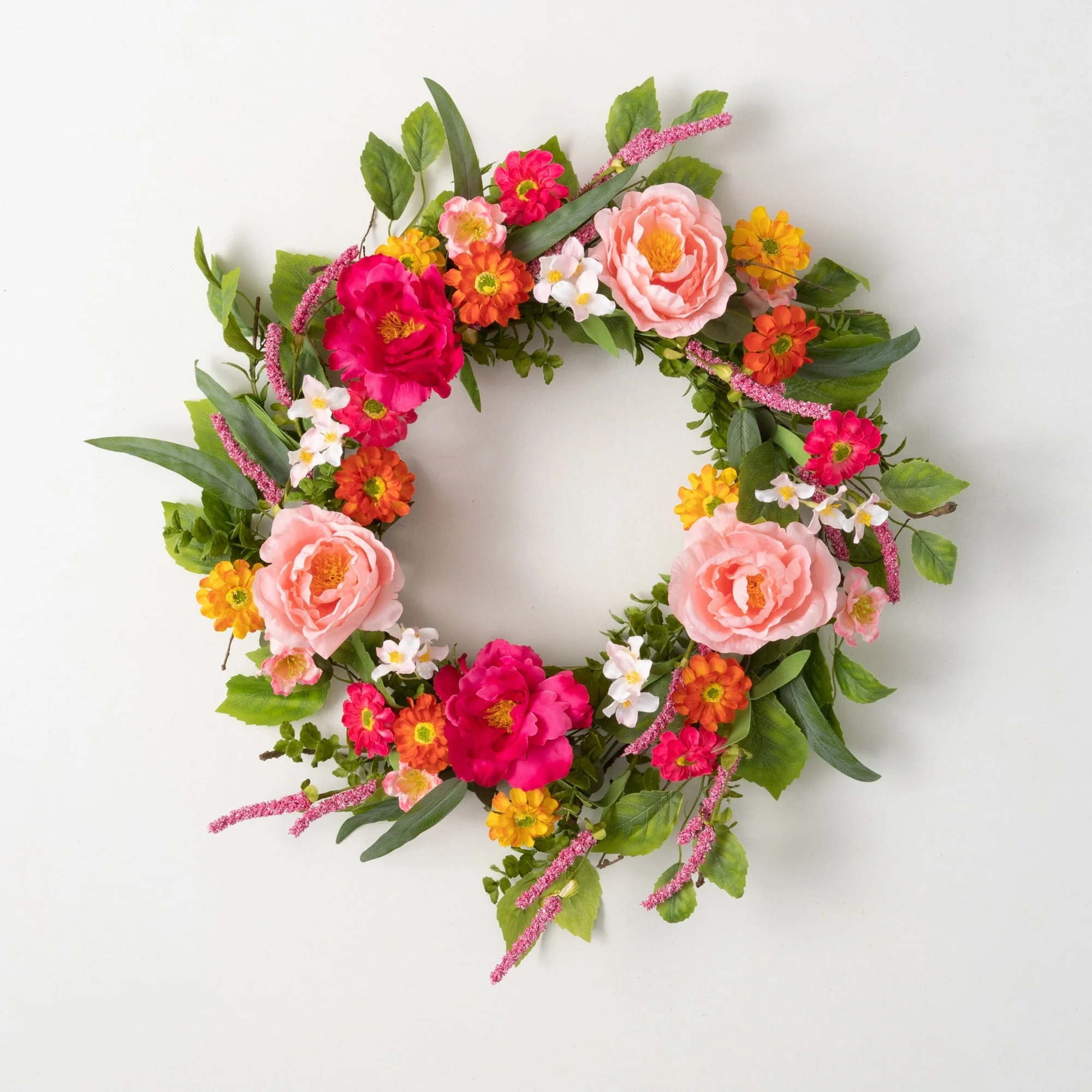 Sullivans Artificial Vibrant Floral Wreath; Pink
