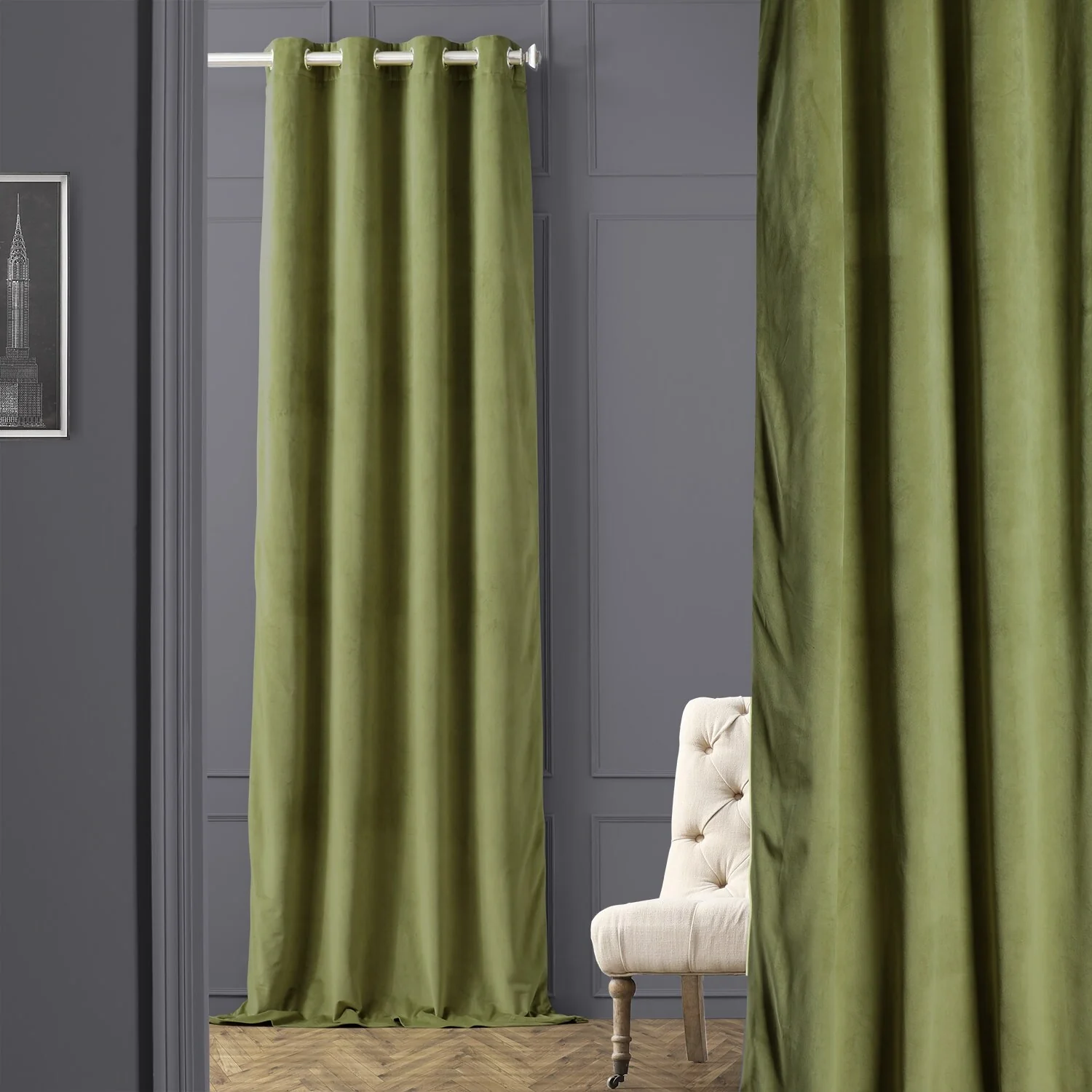 Exclusive Fabrics Signature Blackout Velvet Grommet Curtain (1 Panel)