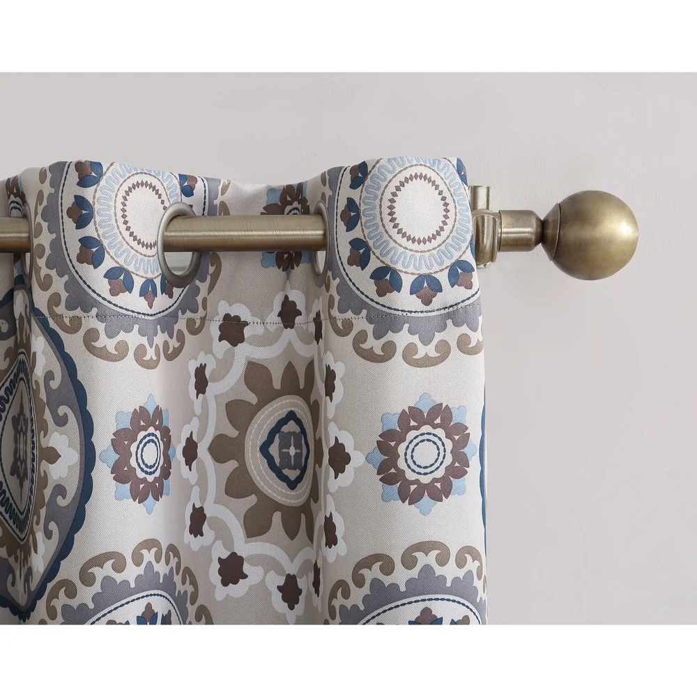 Sun Zero Nepal Global Print Blackout Grommet Curtain Panel, Single Panel