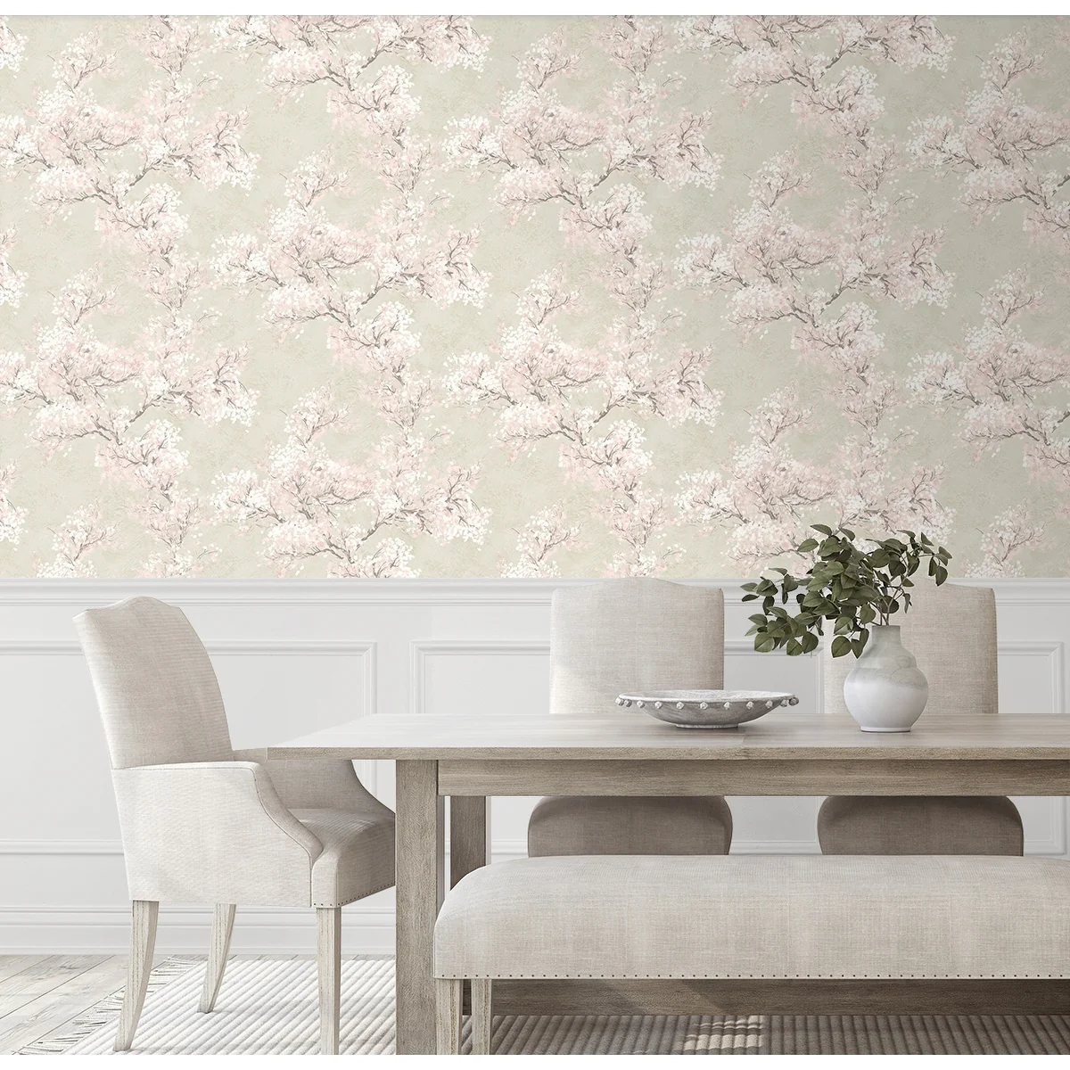 NextWall Cherry Blossom Grove and Stick Wallpaper