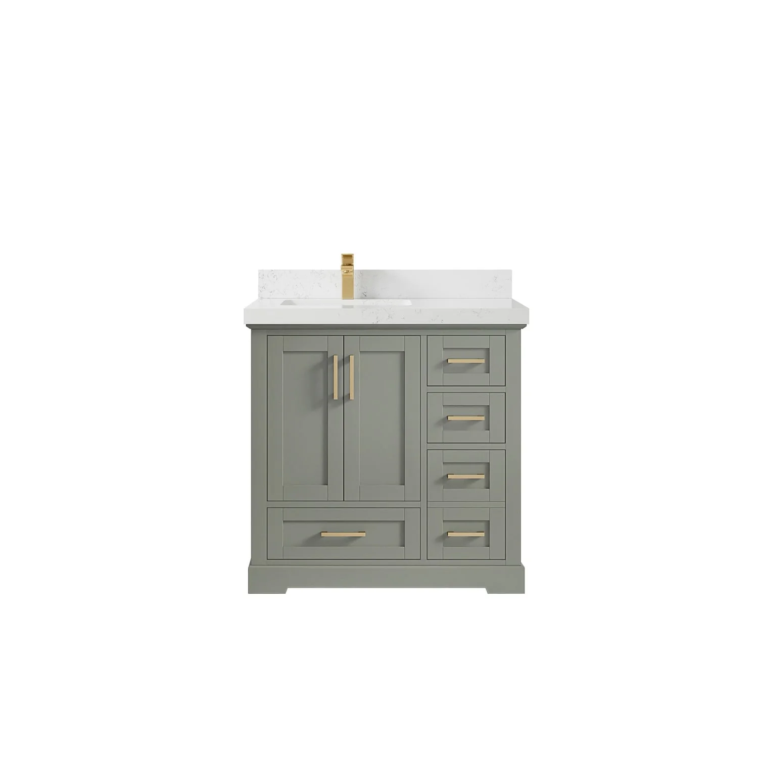 Willow Collections 36 x 22 Boston Left Offset Sink Bathroom Vanity with Quartz or Marble Countertop