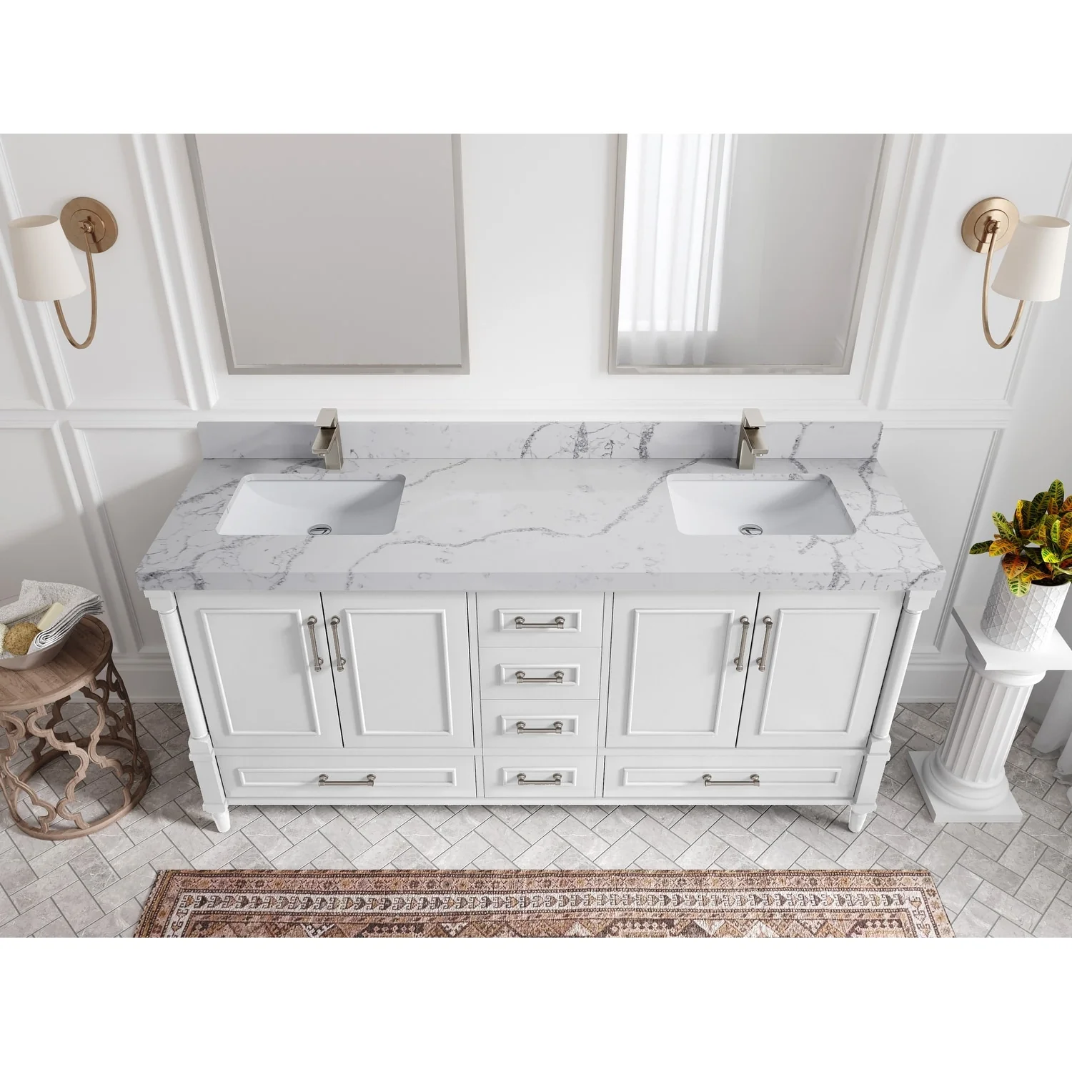 Willow Collections 72 in. W x 22 in. D Aberdeen Double Sink Bathroom Vanity with Countertops