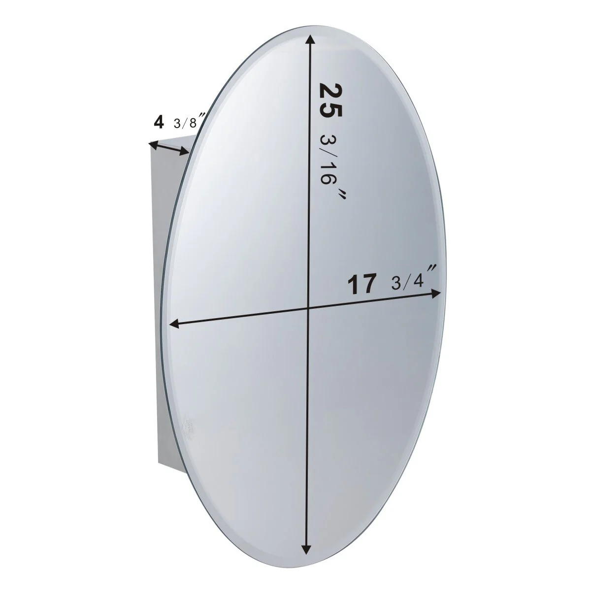 Oval Medicine Cabinet Wall Mounted Brushed Stainless Steel with Mirror 26