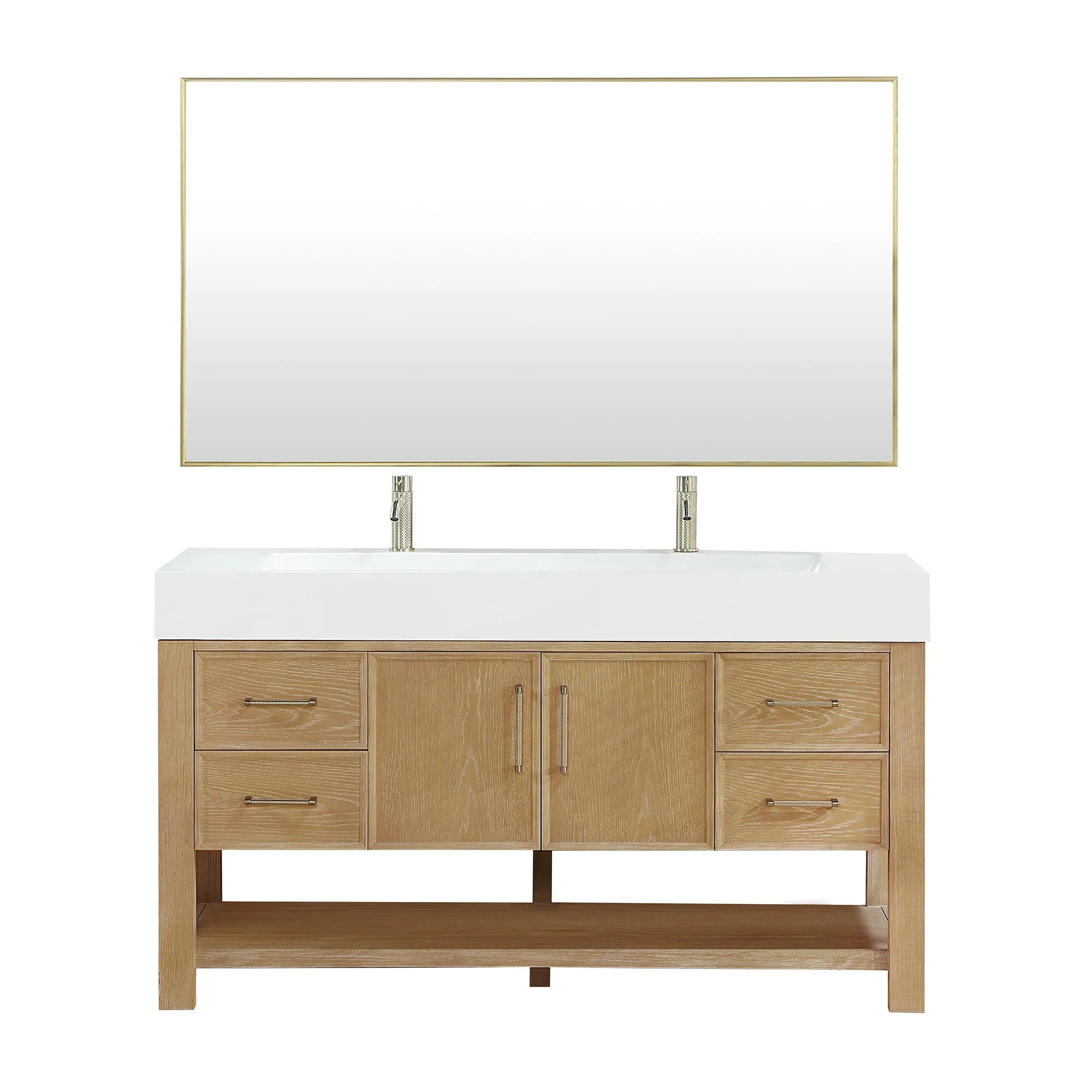 Vera Bath Vanity with Integrated Stone Sink Top and Mirror