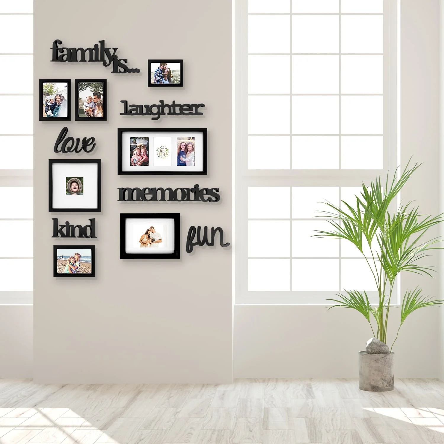 Elegant 9 Photo Black PVC Photo Frame Wall Hanging Picture Frame