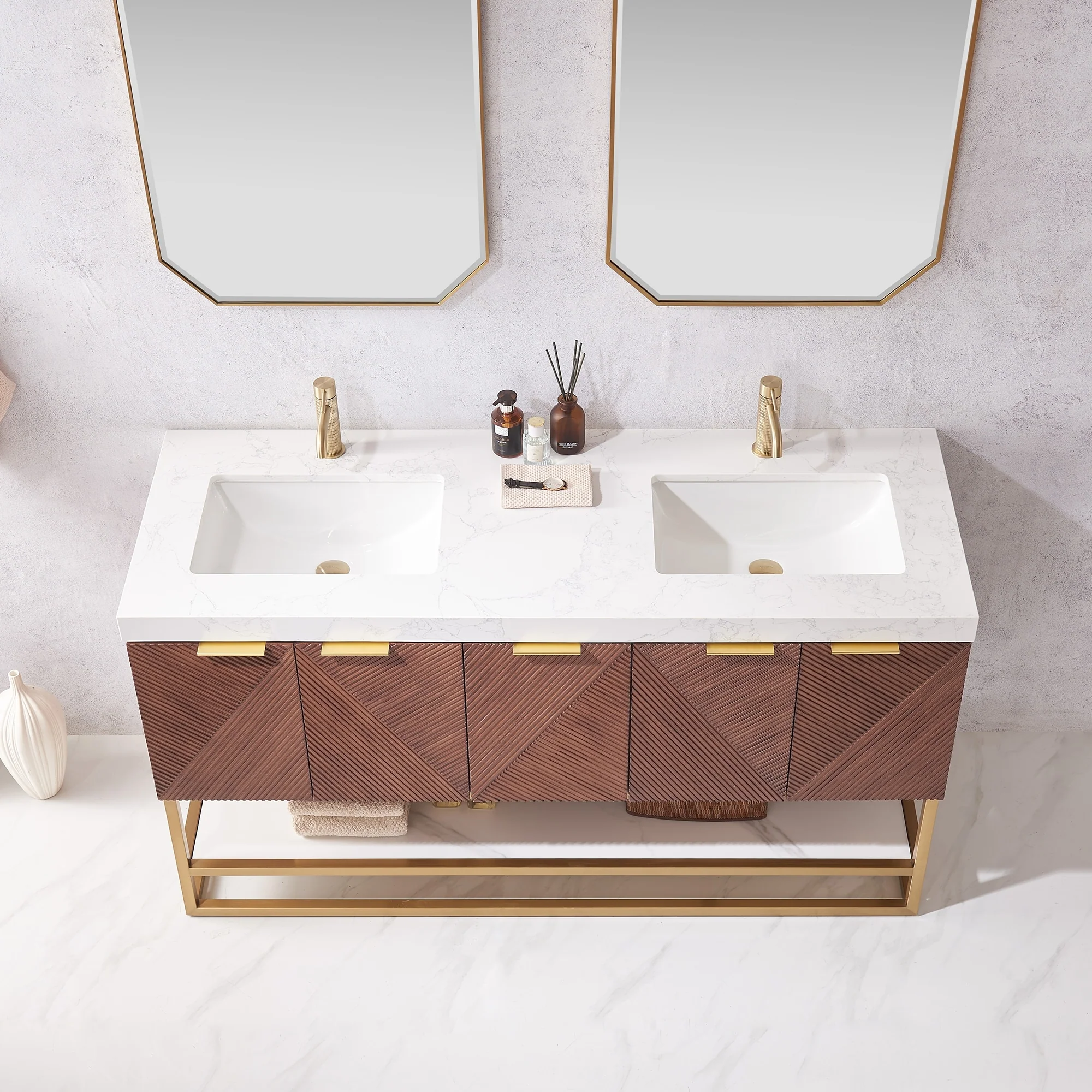 Mahon Double Bath Vanity with Composite Stone Top without Mirror