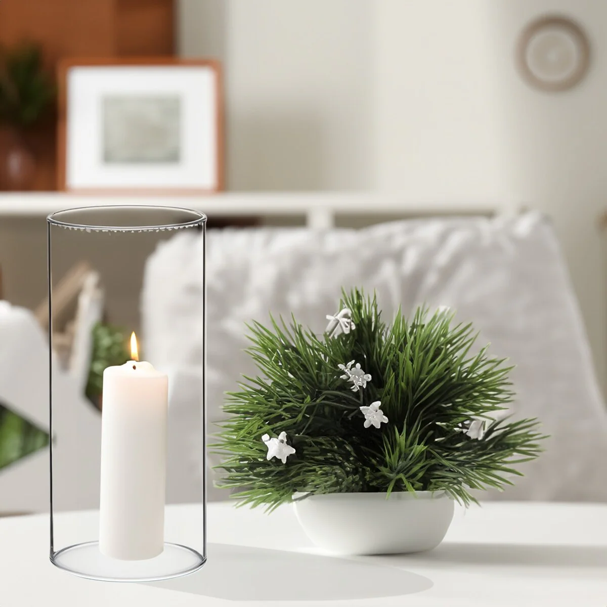 Clear Glass Cylinder Hurricane Chimney Tube, Candle Cover - 1 Piece