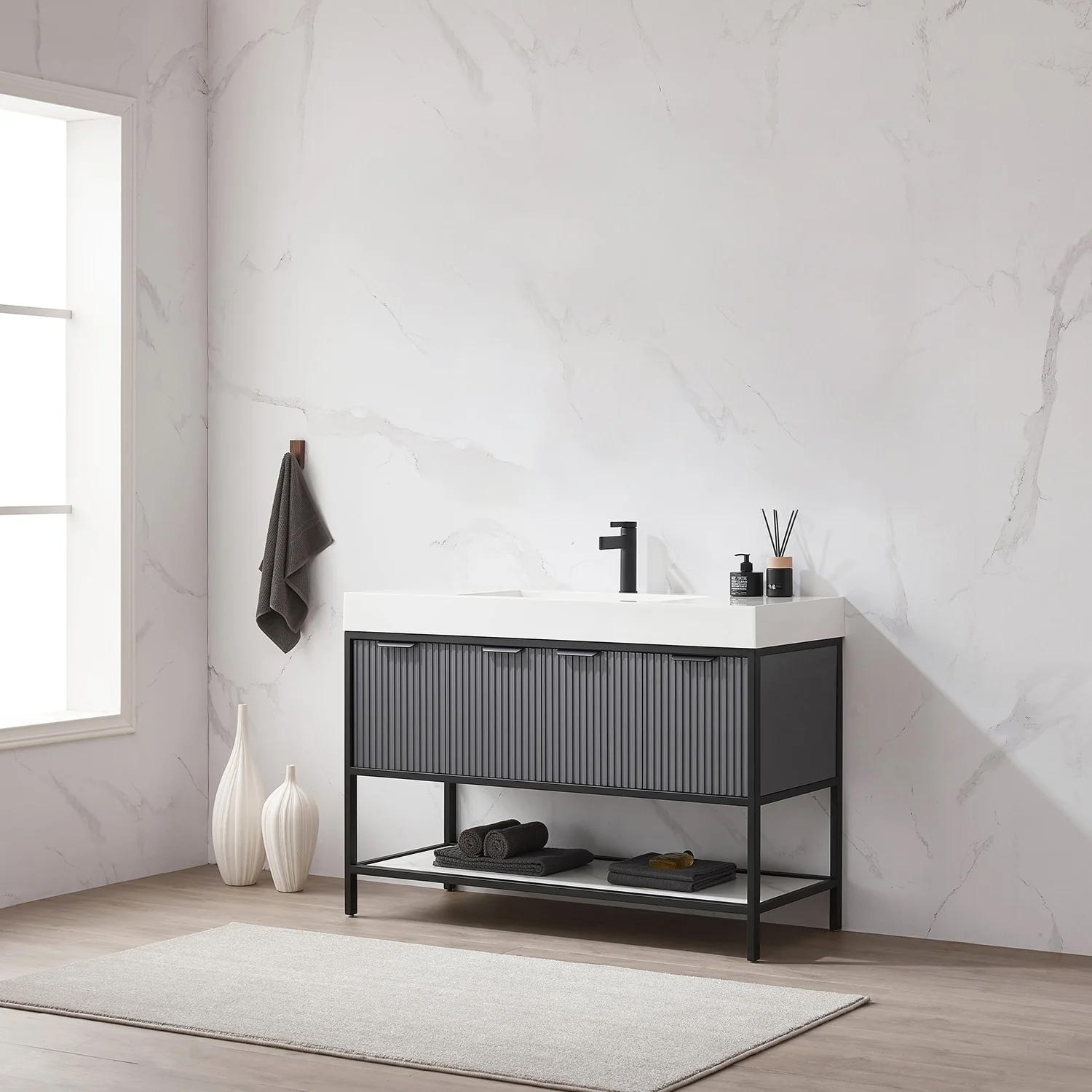 Marcilla 48 in. Single Sink Bath Vanity with Stone Sink Top