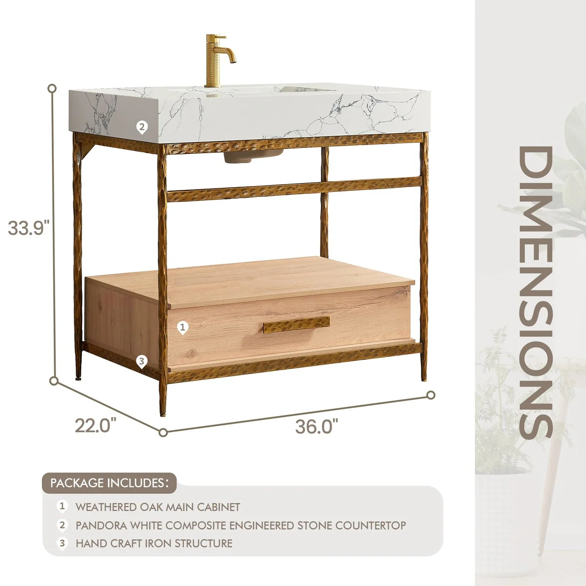 Dhaka Bath Vanity with Composite Stone Top without Mirror