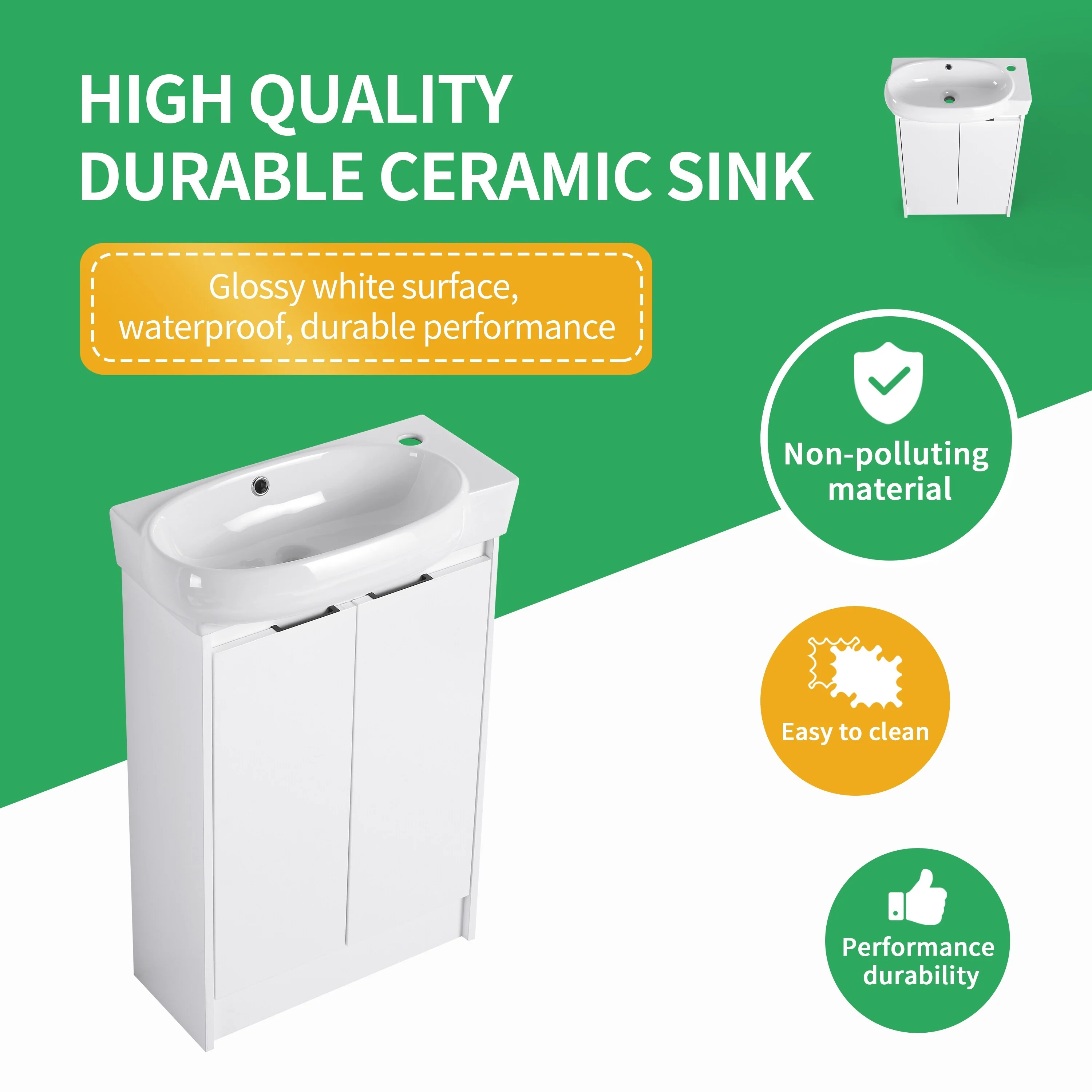 BNK 16/18/23 inch Freestanding/Floating Bathroom Vanity with Single Sink,Powder Room Vanity with Soft Close Door