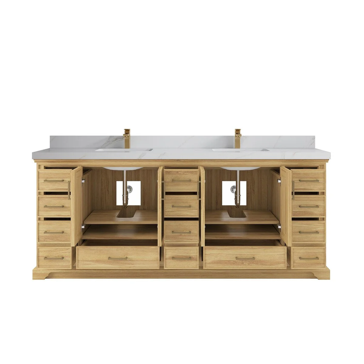 Willow Collections 84 in. W x 22 in. D Charlotte Teak Double Sink Bathroom Solid Teak Vanity with Countertop