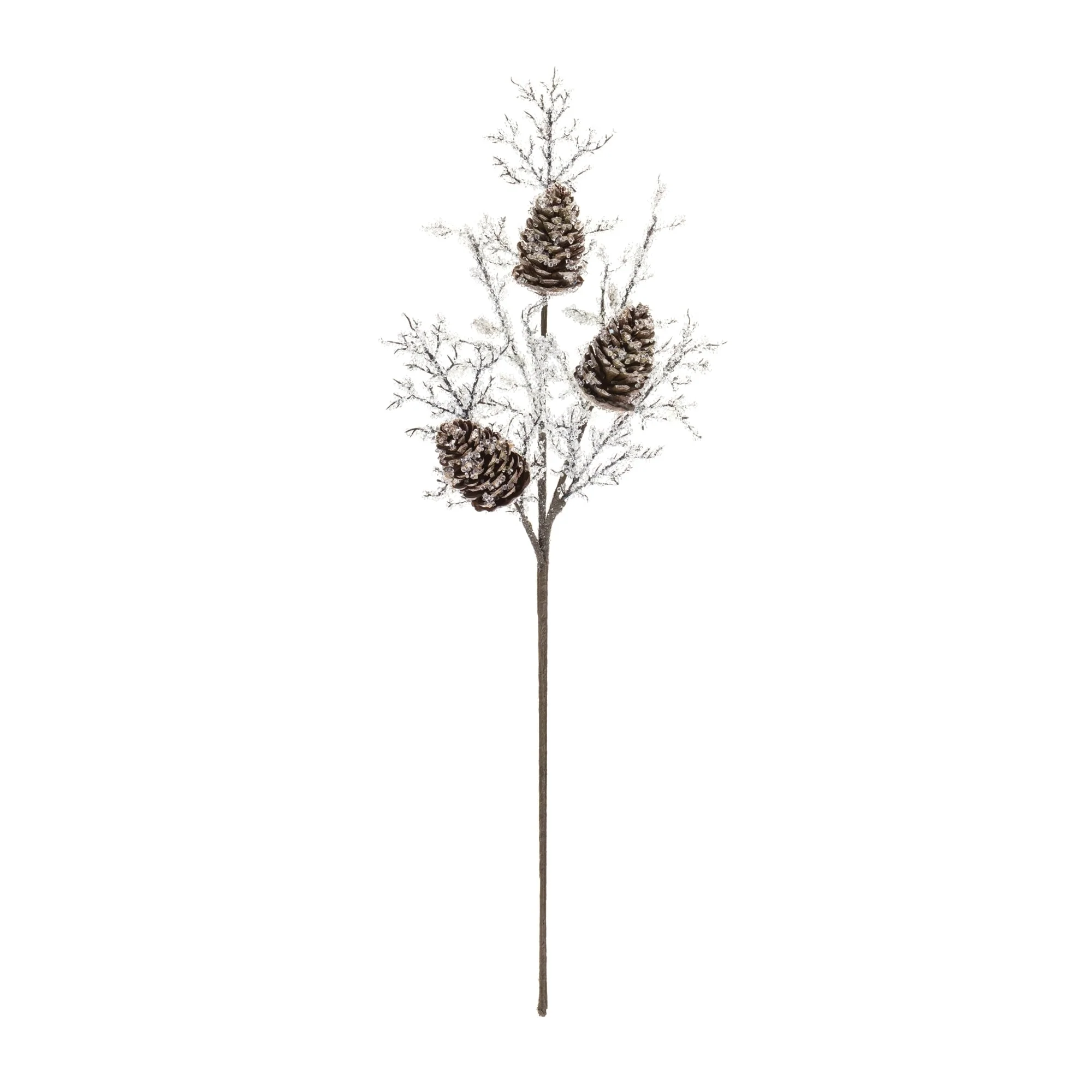 Iced Pinecone Twig Branch (Set of 2) - White