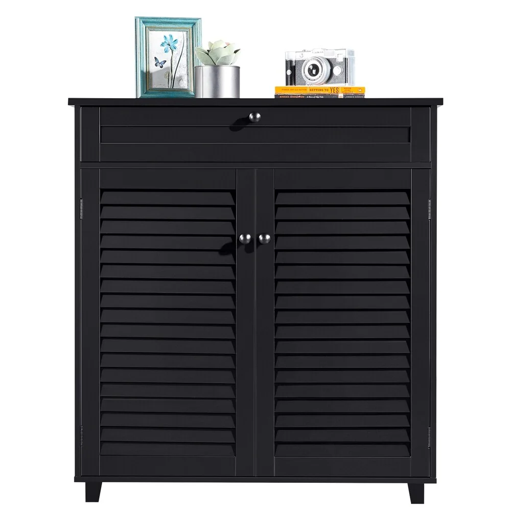 Yaheetech 4 Tier Shoe Storage Cabinet 1 Drawer Closed Adjustable Shoes Rack - 31 x 15 x 34'' (L x W x H)