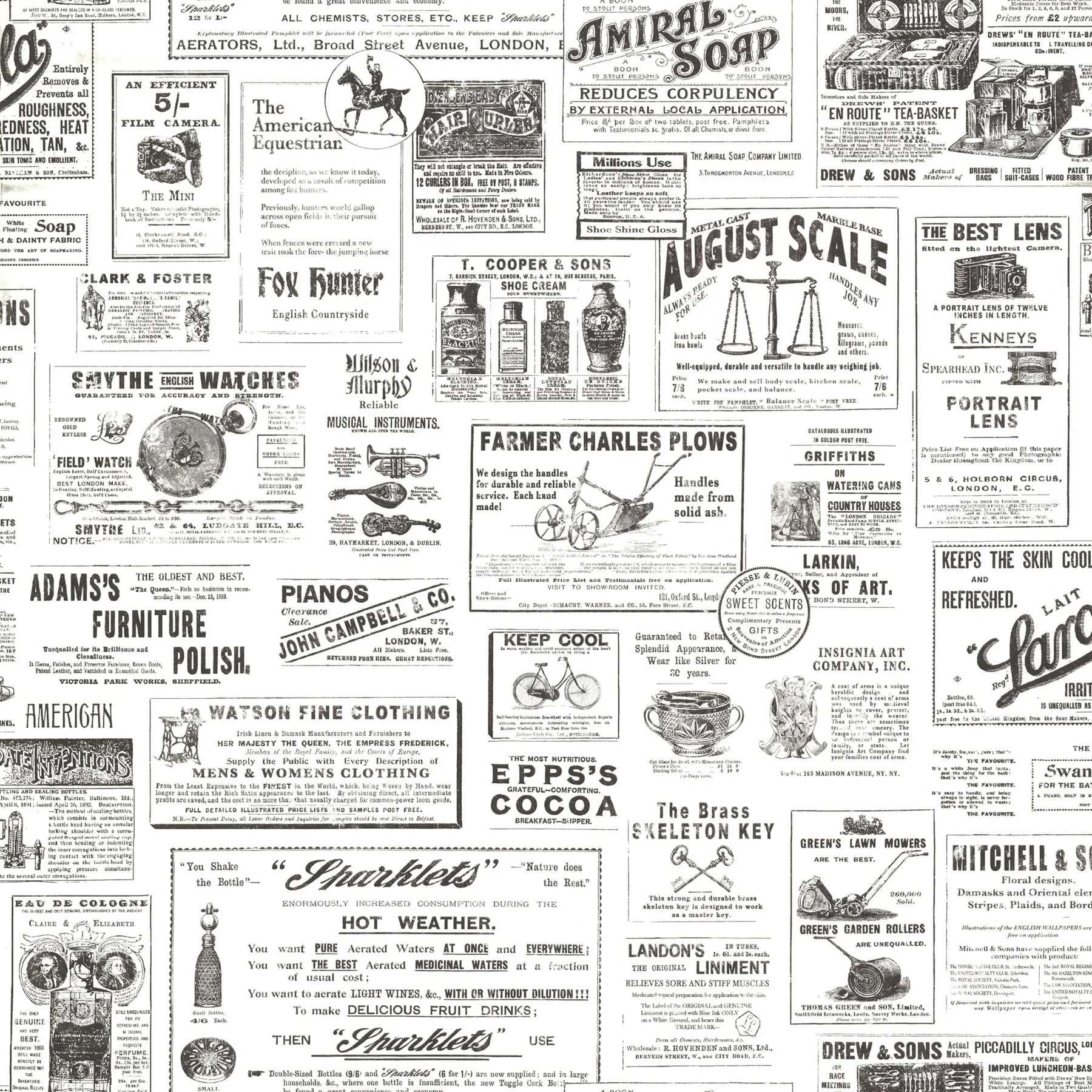 Americana Smith Adamstown Cream Vintage Newspaper 33' L X 20.5 W Wallpaper Roll