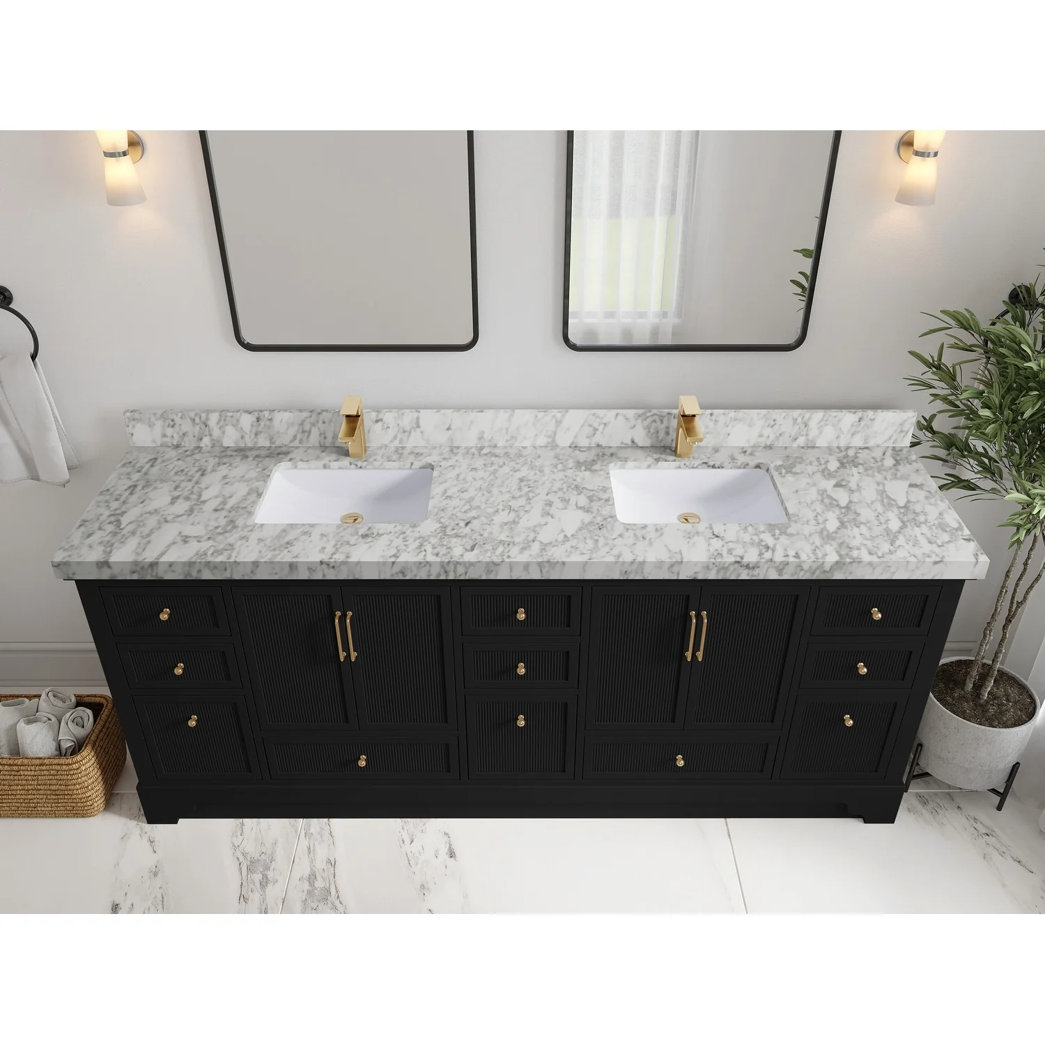 Willow Collections 84 in. W x 22 in. D Alys Double Bowl Sink Bathroom Vanity with Countertop