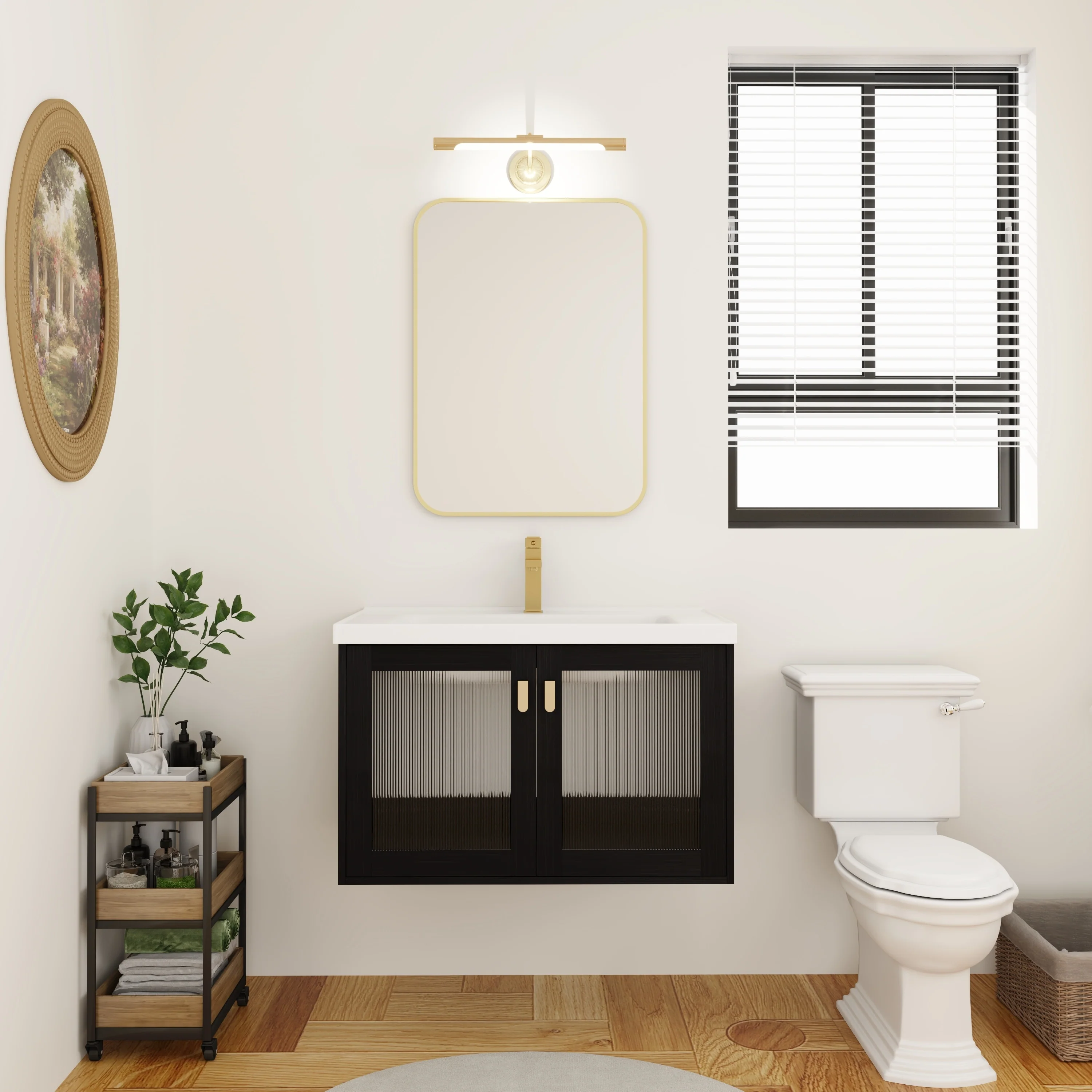 BNK 28/ 32/36/40 Inch Single Sink Bathroom Vanity with Soft Close Door, Modern Floating Vanity