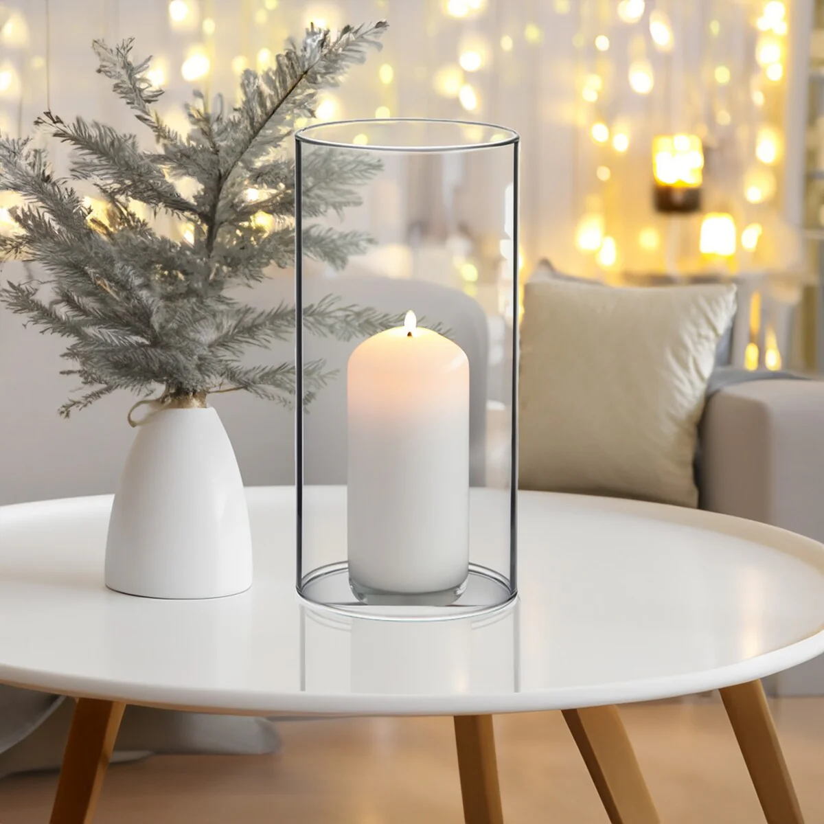 Clear Glass Cylinder Hurricane Chimney Tube, Candle Cover - 1 Piece