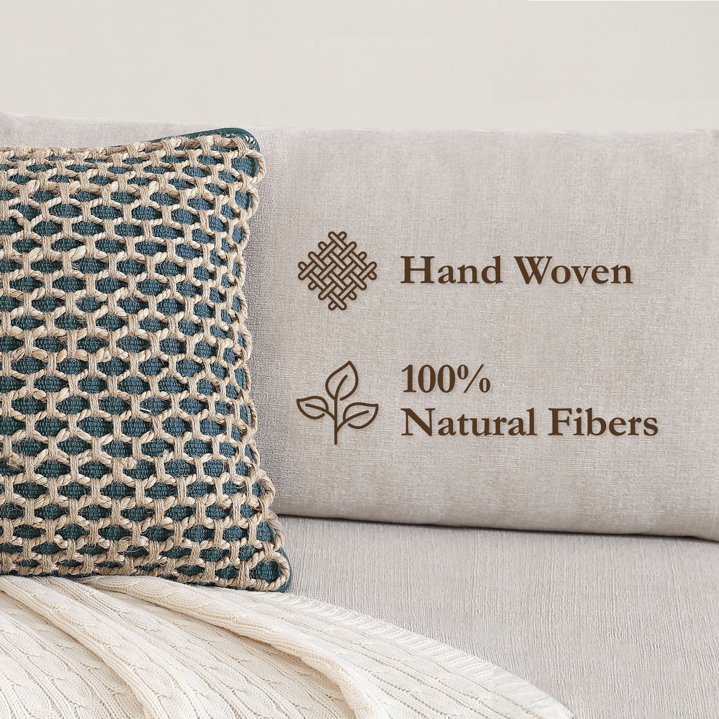 Boho Living Jada Braided Cotton/Jute Throw Pillow Covers
