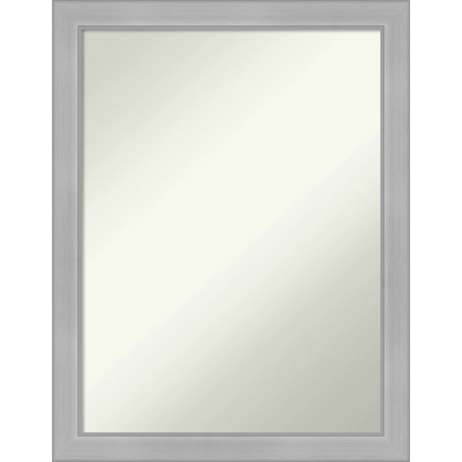 Non-Beveled Bathroom Wall Mirror - Vista Brushed Nickel Narrow Frame