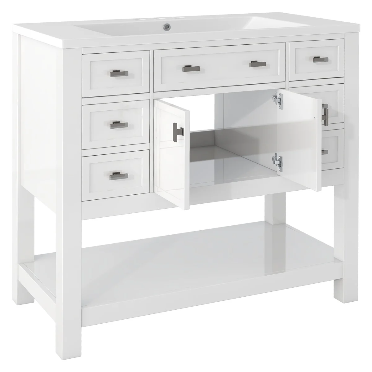 36'' Bathroom Vanity Modern Bathroom Storage Cabinet with 6 Drawers