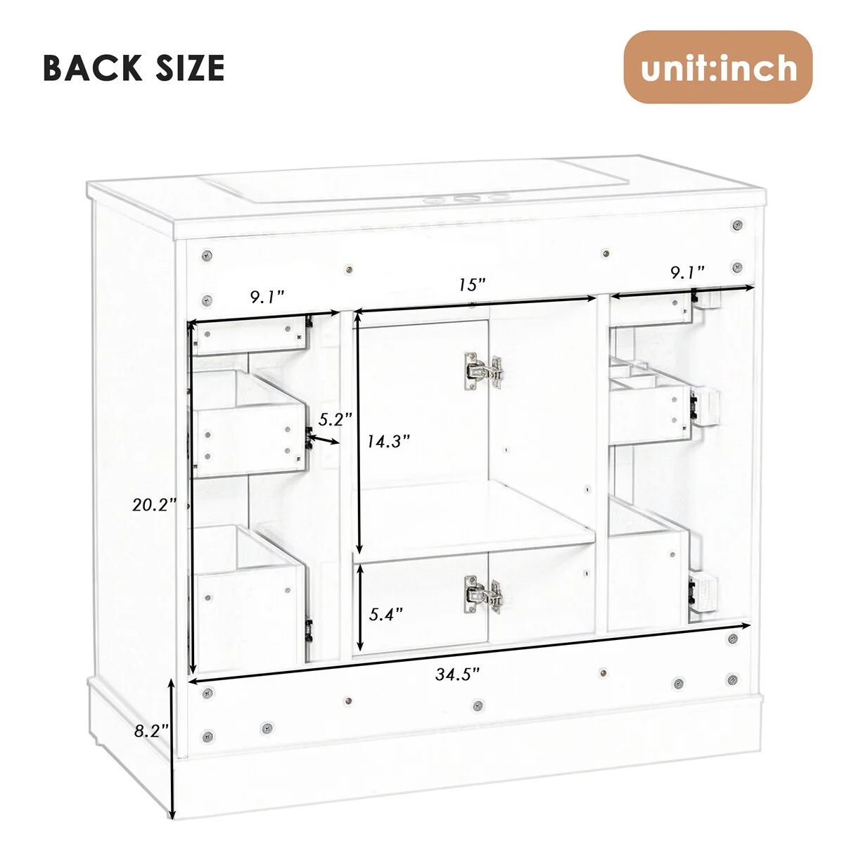 Bathroom Vanity without Sink,Cabinet Base Only,One Cabinet&Six Drawers
