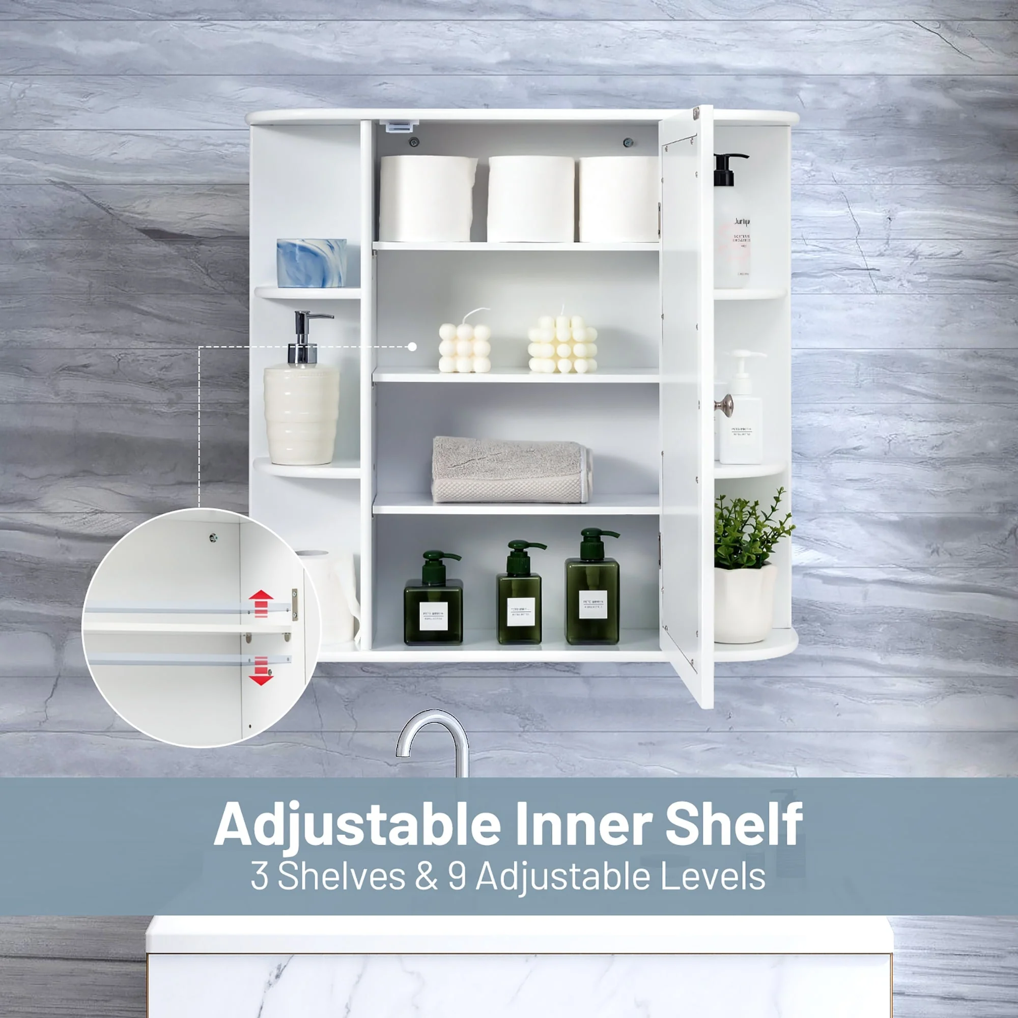 Wall Mounted Bathroom Storage Cabinet Medicine Cabinet with Mirror