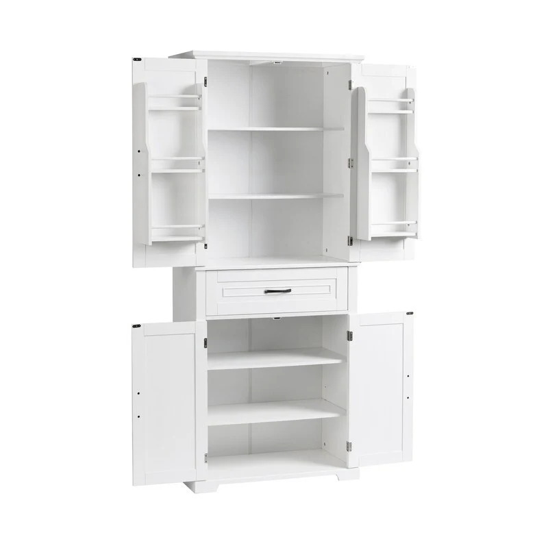 Bathroom Floor Cabinet, Freestanding Storage Cabinet with Doors and Drawer, Kitchen Cupboard with Adjustable Shelf