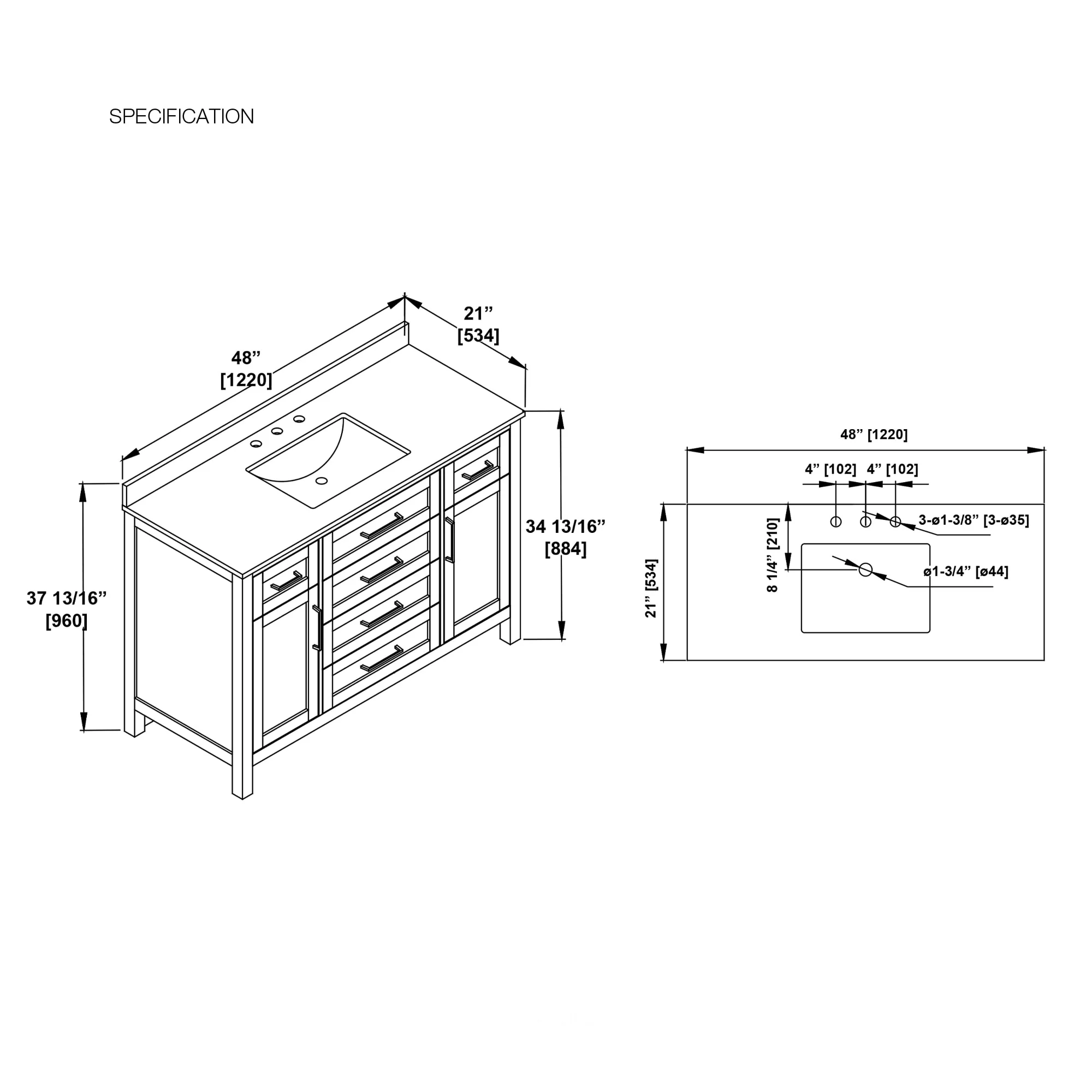 OVE Decors Tahoe 48 White Vanity