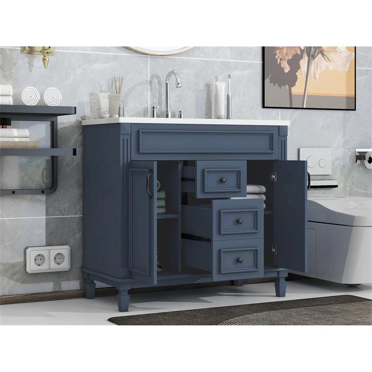 36'' Bathroom Vanity with Top Sink,Bathroom Storage Cabinet