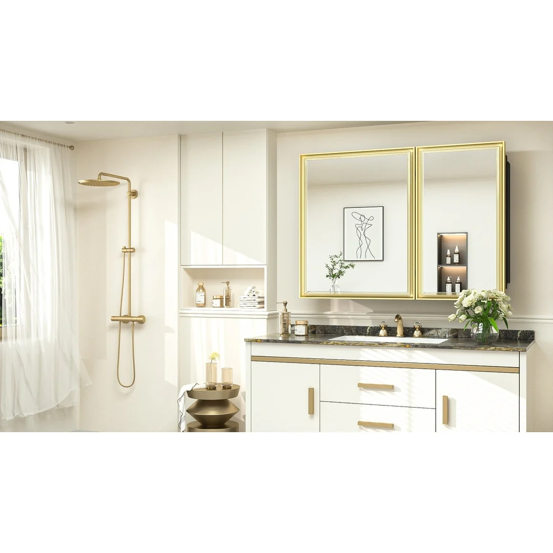 TokeShimi Medicine Cabinets for Bathroom with Mirror, Beveled Framed