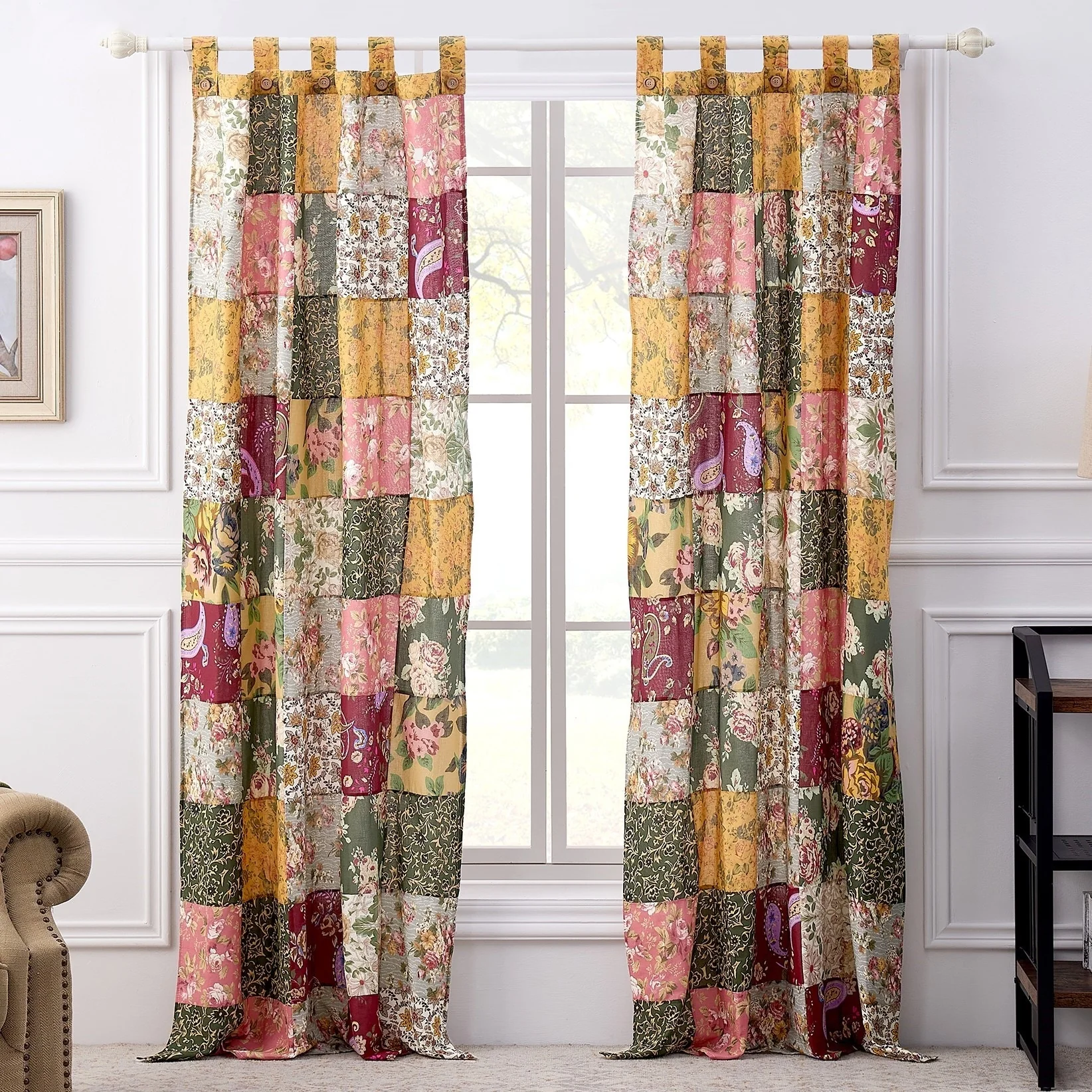 Greenland Home Fashions Antique Chic Authentic Patchwork Cotton Curtain Panels (Set of 2)