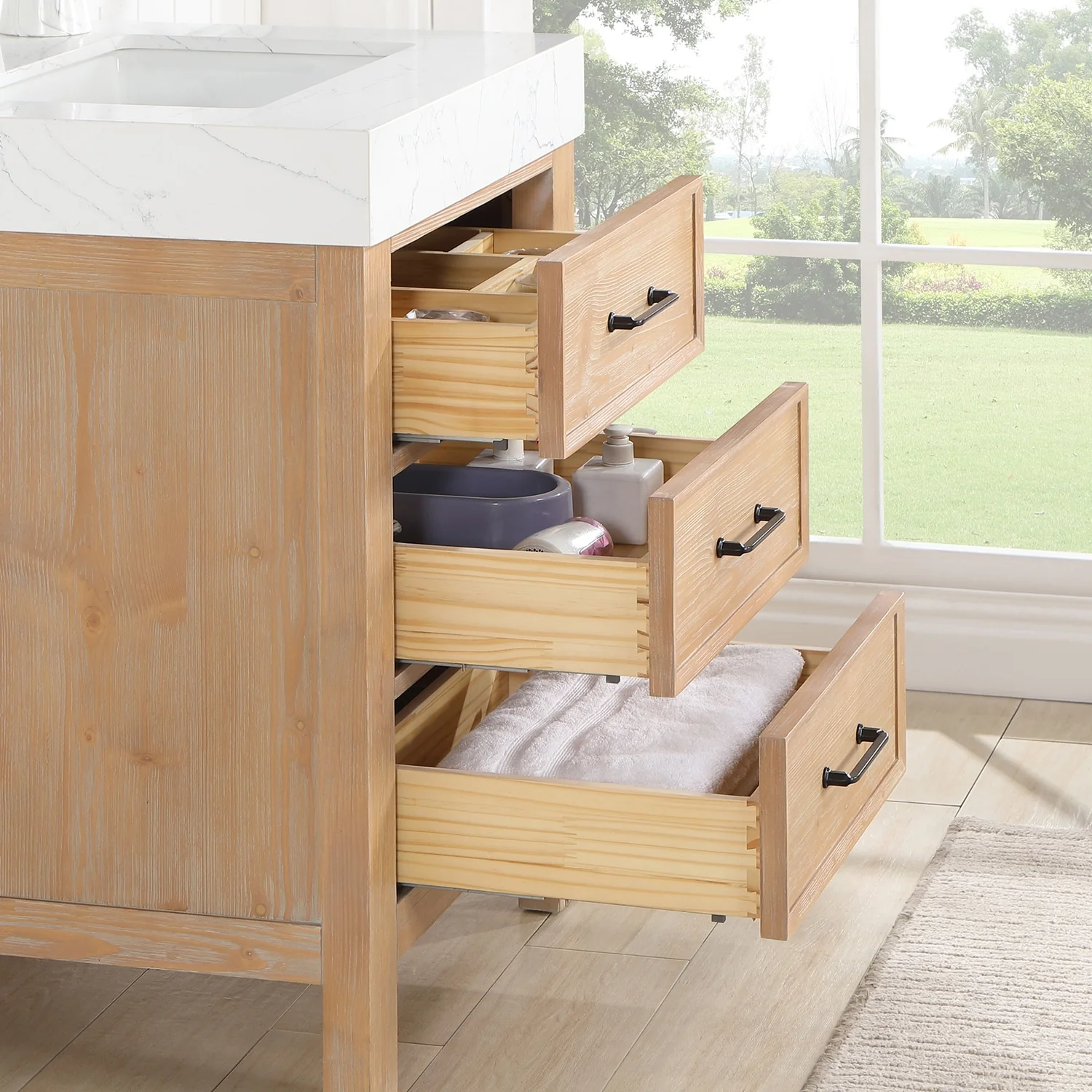 Leon 24 in. Single Bathroom Vanity with Composite Stone Top