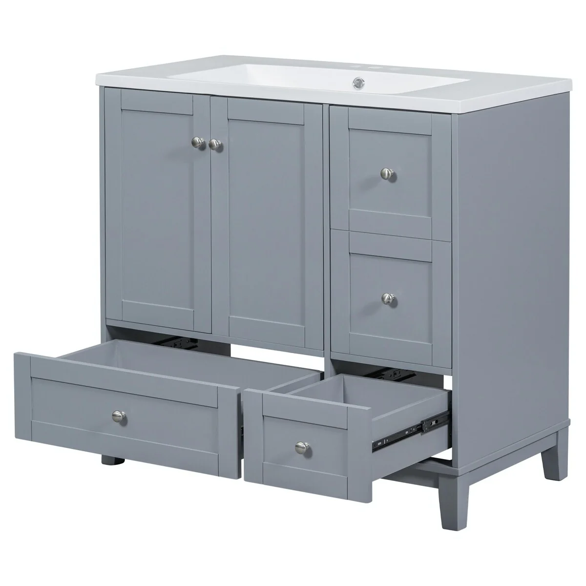 Modern 36-Inch Bathroom Vanity with Resin Sink and Ample Storage