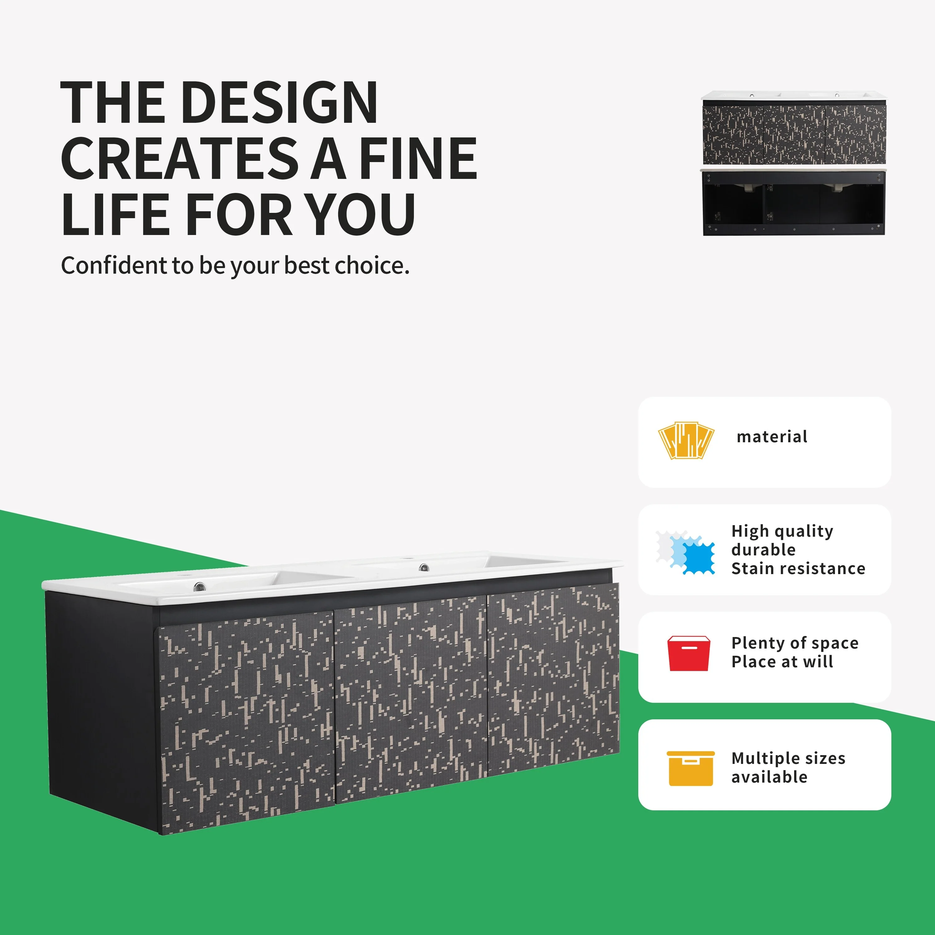 BNK 24/30/48 Inch Double Sink Bathroom Vanity with Soft Close Door