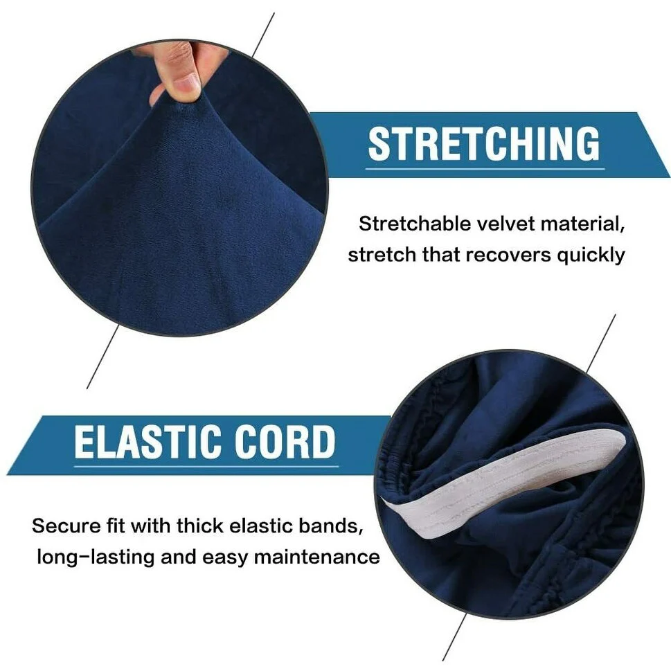 Enova Home Soft Thick Solid Velvet Fabric Stretchy Universal Dining Chair Slipcovers Set of 2