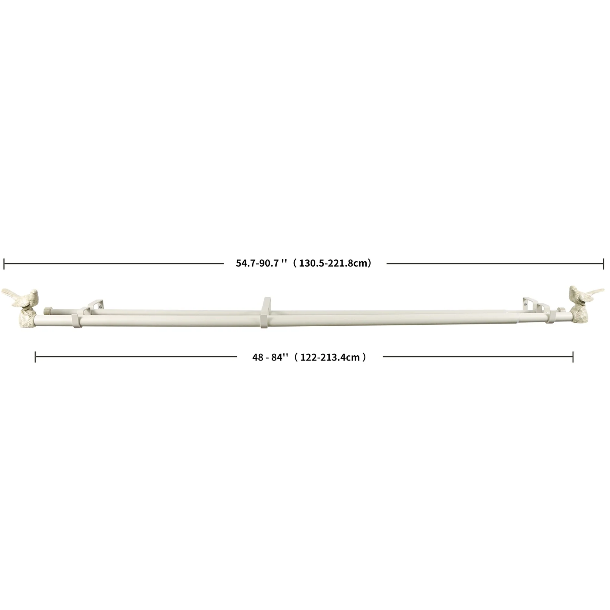 MERIVILLE 1-Inch Diameter Double Window Curtain Rod, Bird Finials