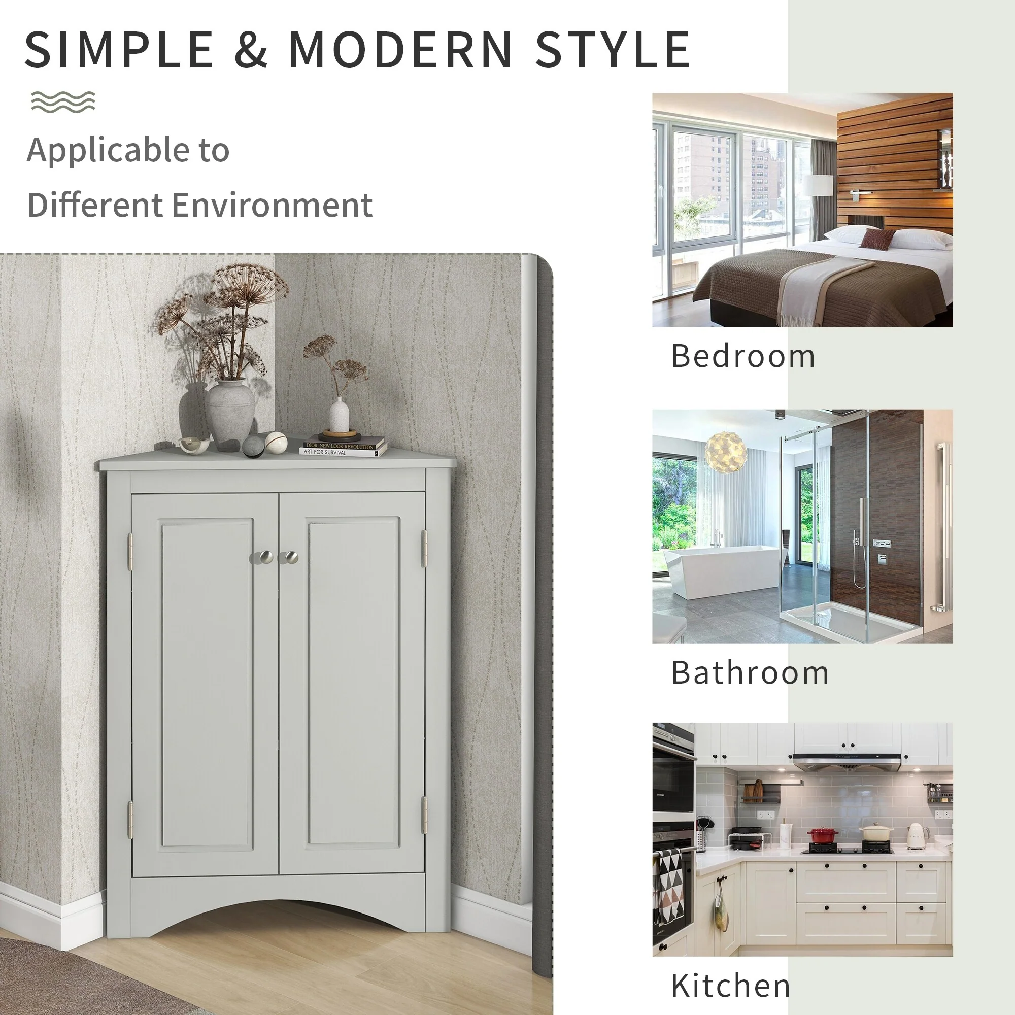 17.2 in. W x 17.2 in. D Triangle Bathroom Storage Cabinet with Adjustable Shelves